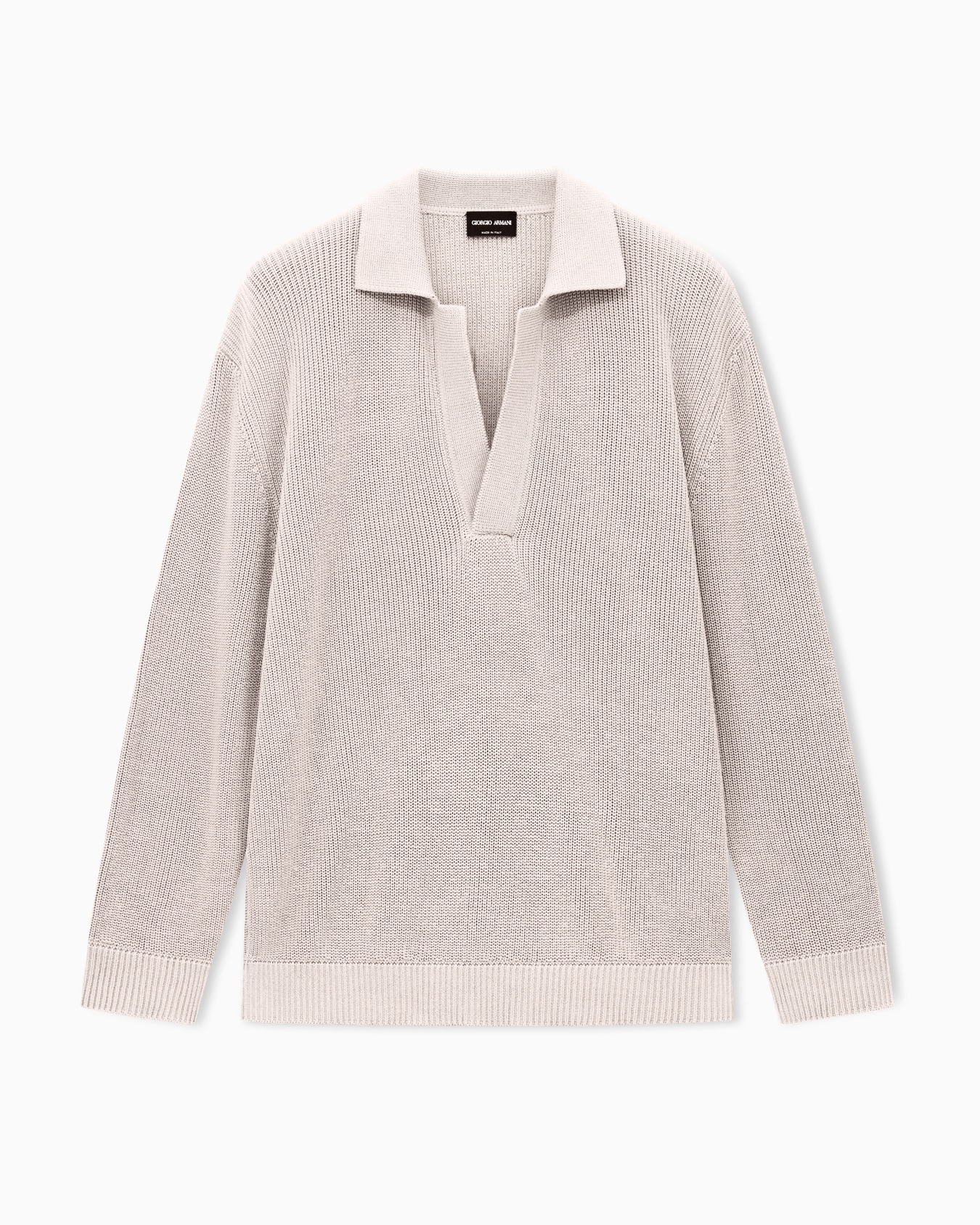 Long-sleeved polo shirt in cotton and cashmere with a half fisherman’s rib Slide 0