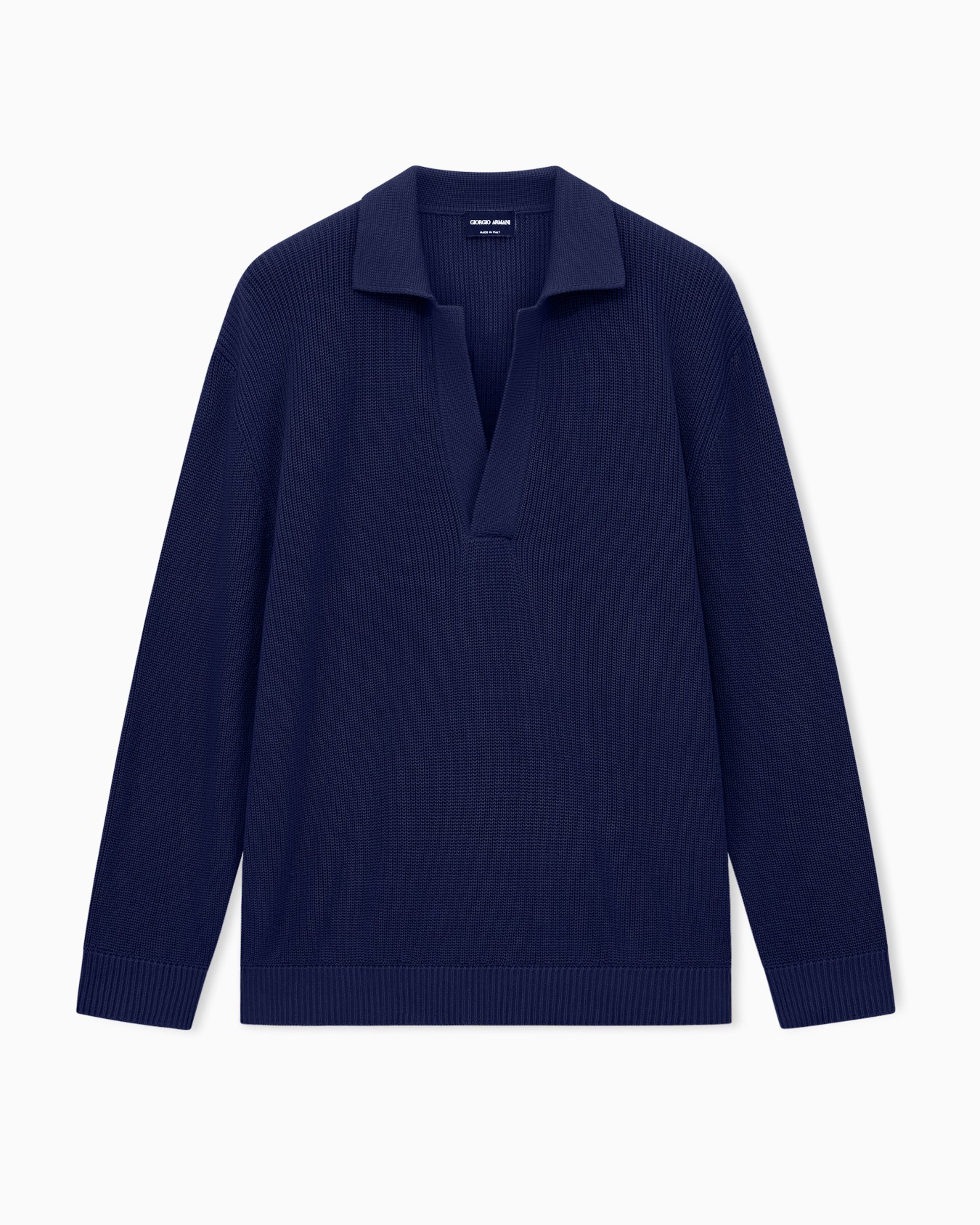 Long-sleeved polo shirt in cotton and cashmere with a half fisherman’s rib Slide 0