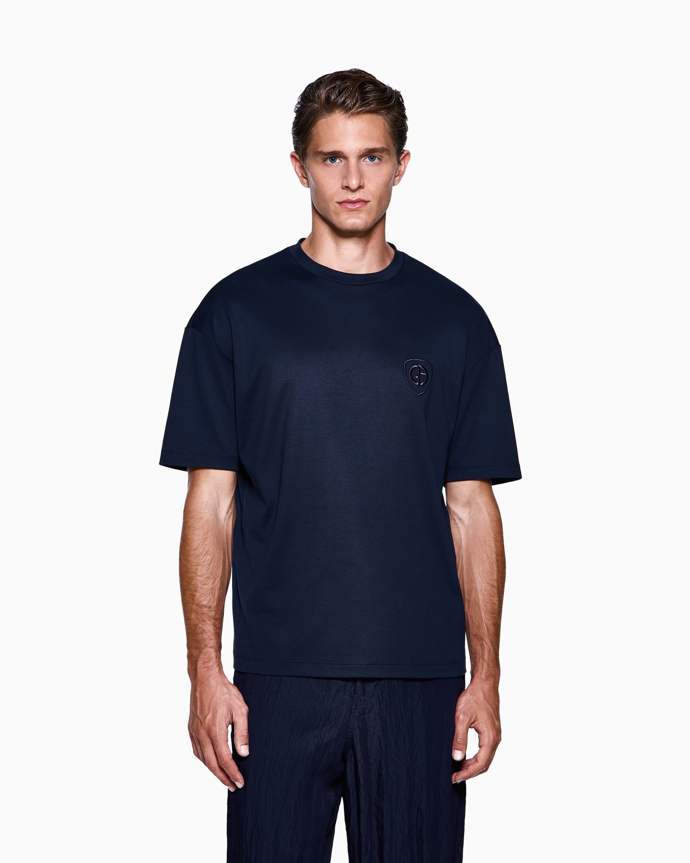 Camiseta de cuello redondo de interlock de algodón orgánico ASV Diapositiva 3