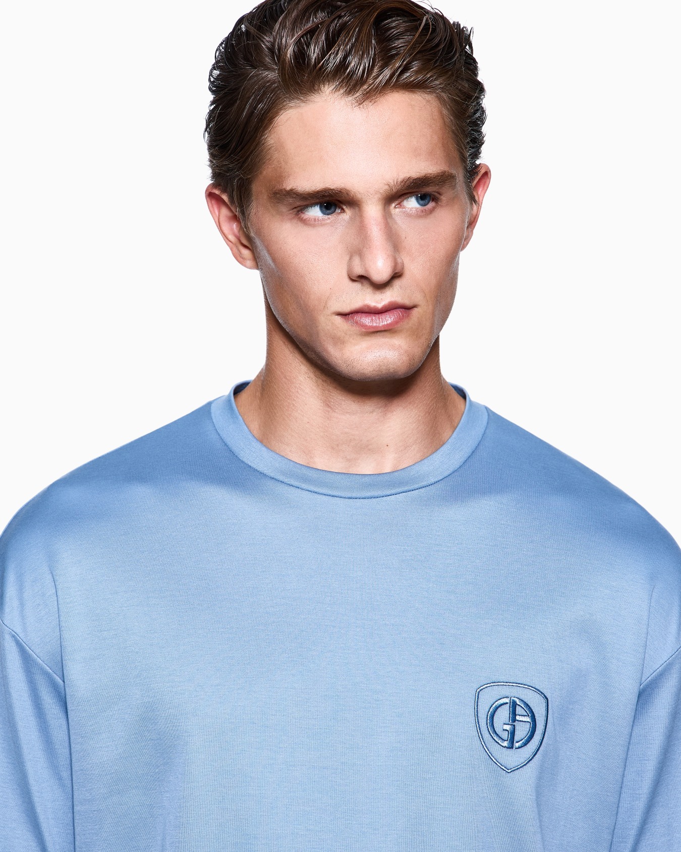 Camiseta de cuello redondo de interlock de algodón orgánico ASV Diapositiva 4