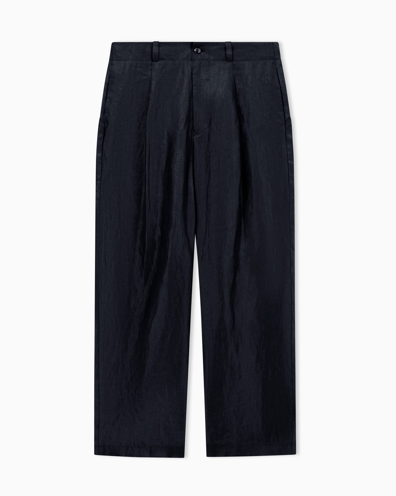 Single-pleat, linen-canvas trousers Slide 0