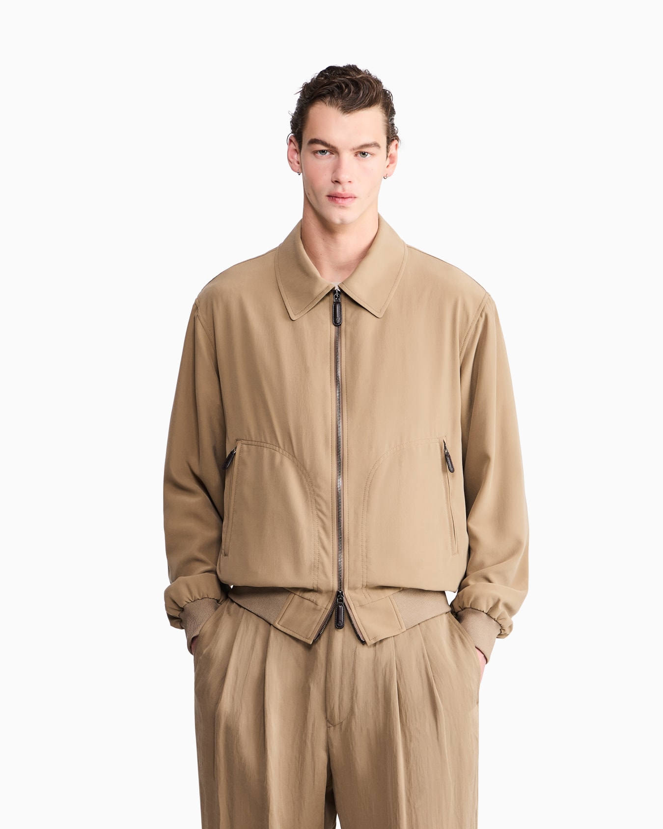 Silk and linen poplin blouson Slide 2