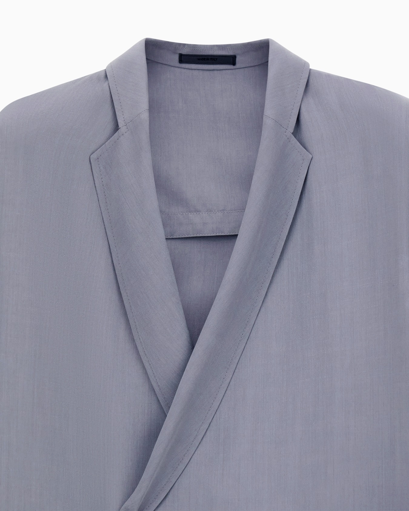 Giacca doppiopetto in popeline di seta e lino Slide 5