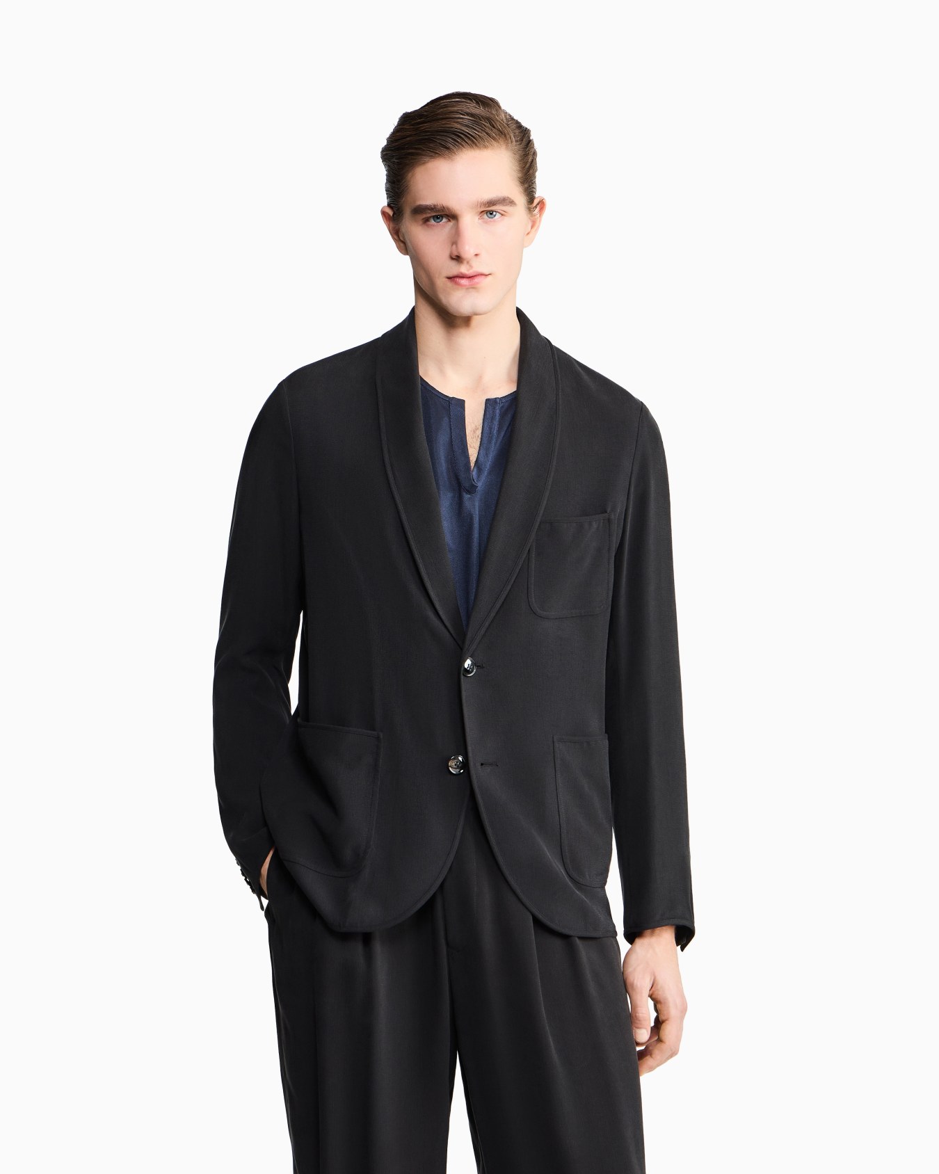 ASV single-breasted jacket in cupro basketweave Slide 3