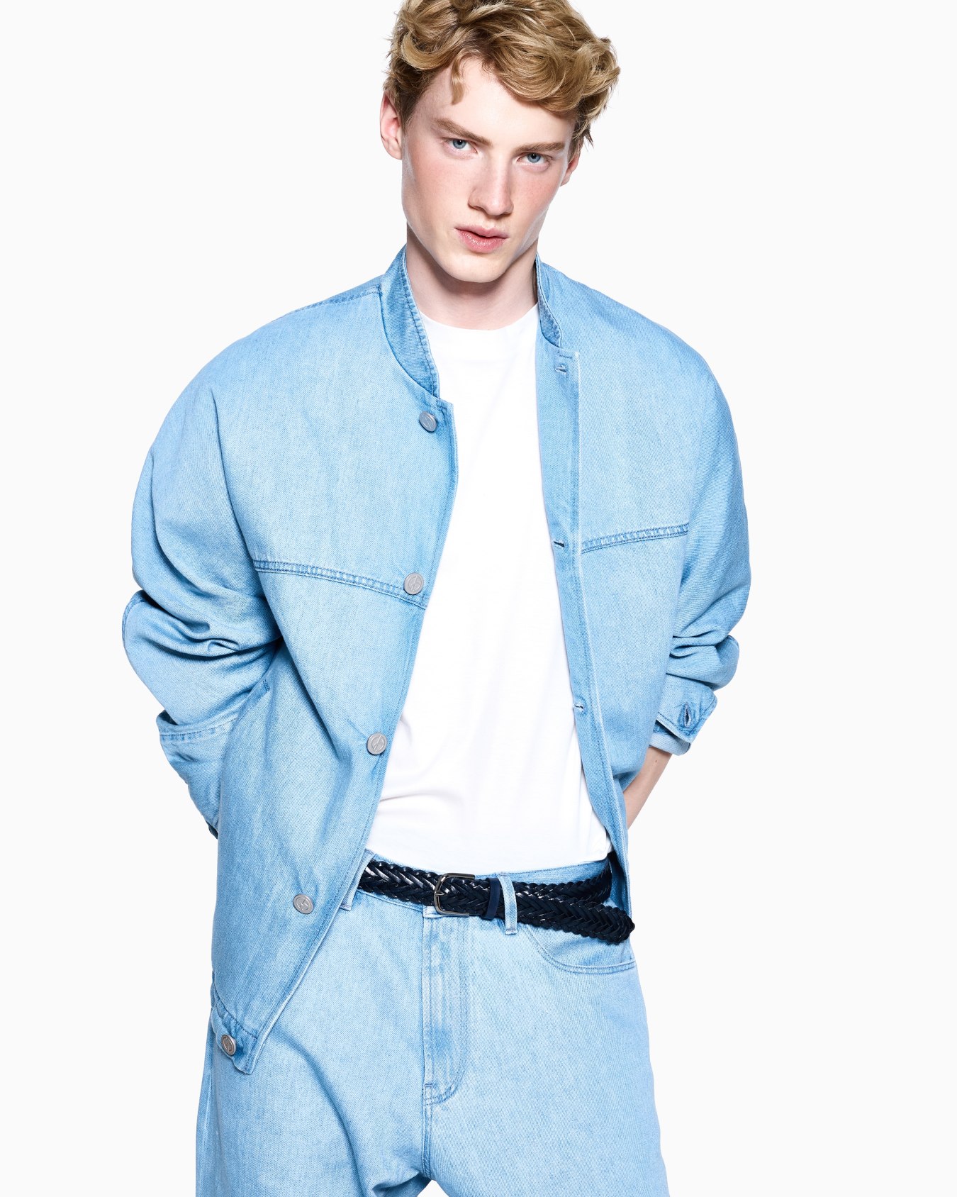 Cotton and linen denim blouson Denim Collection Slide 4