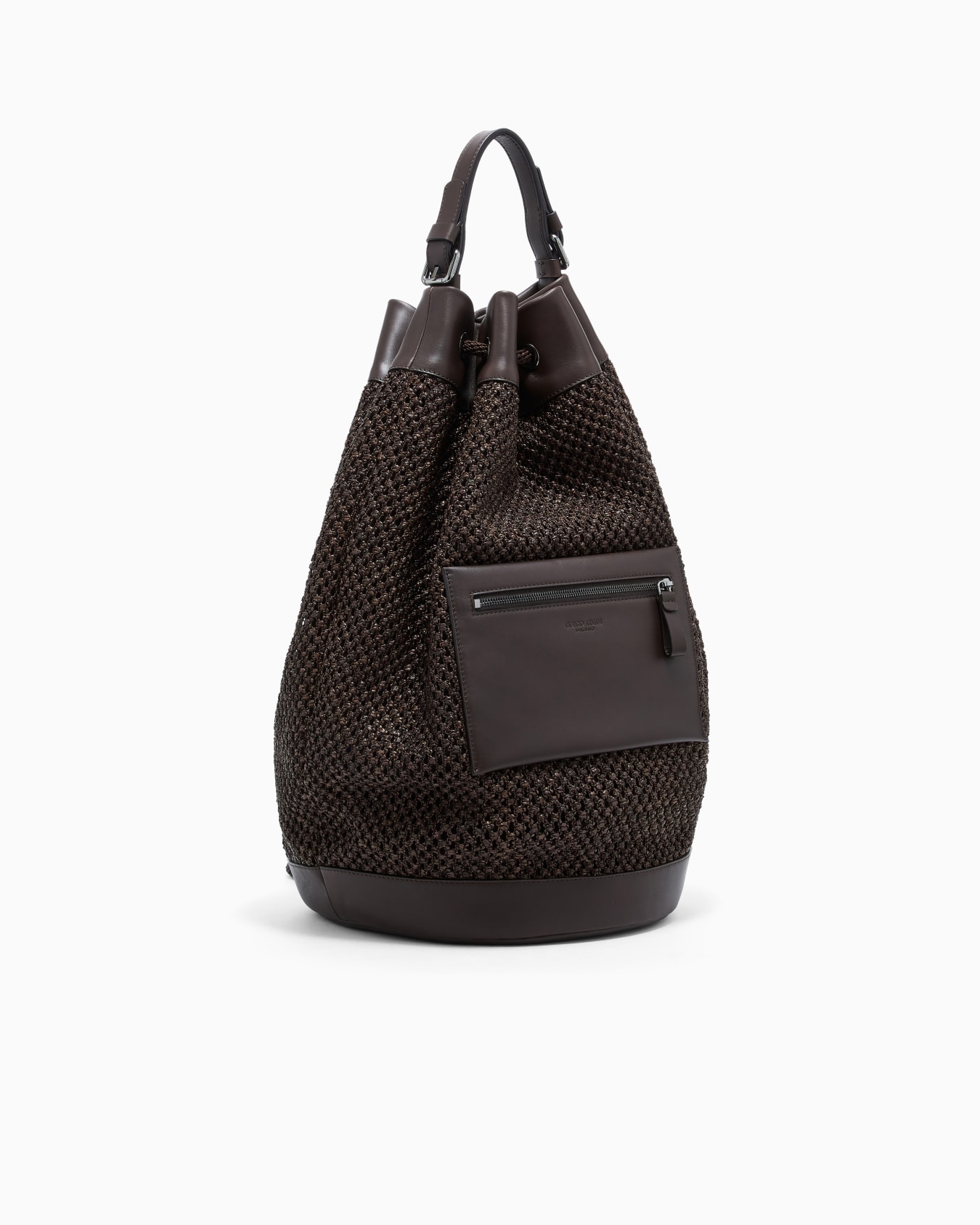 Raffia and leather backpack Slide 1