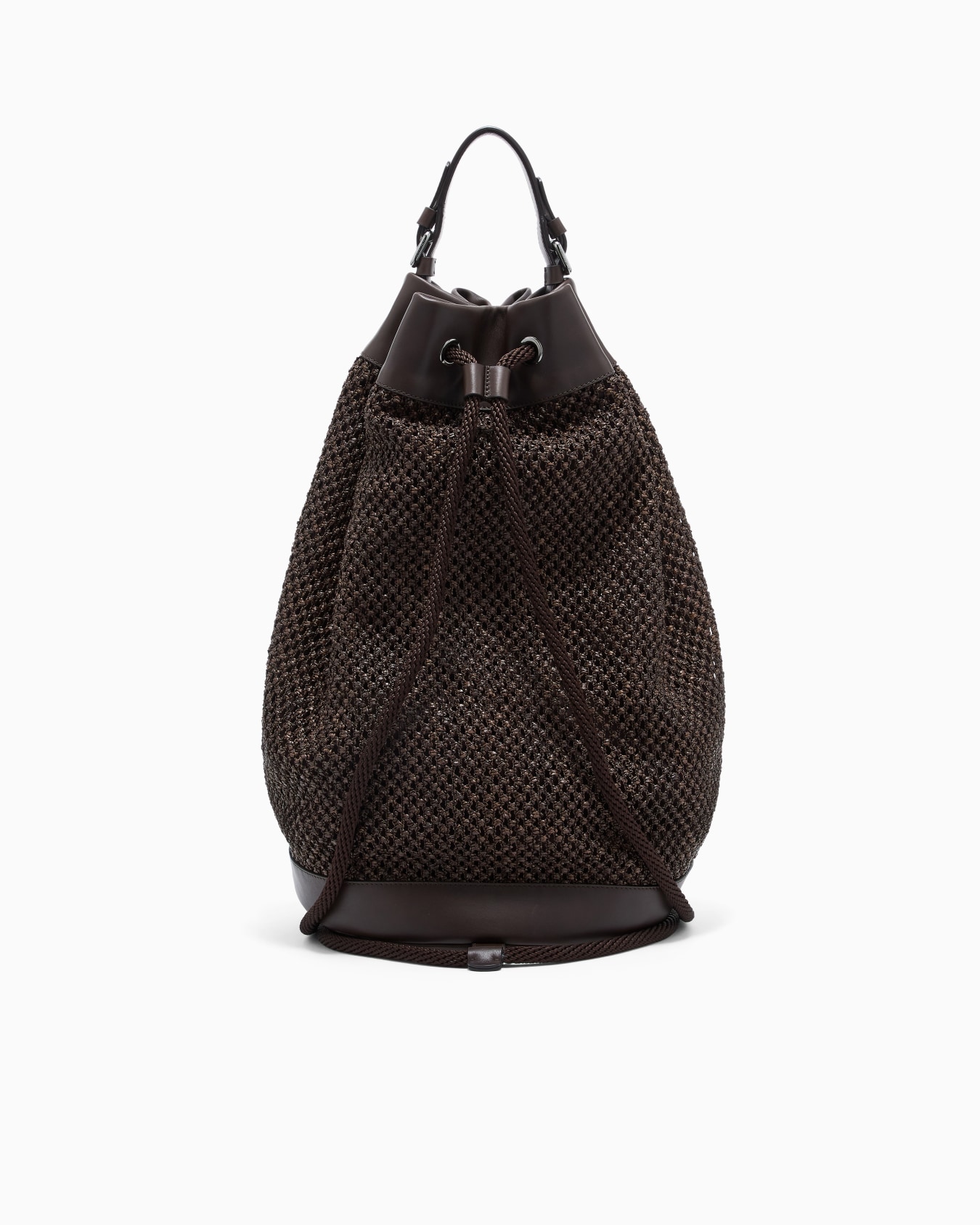 Raffia and leather backpack Slide 2