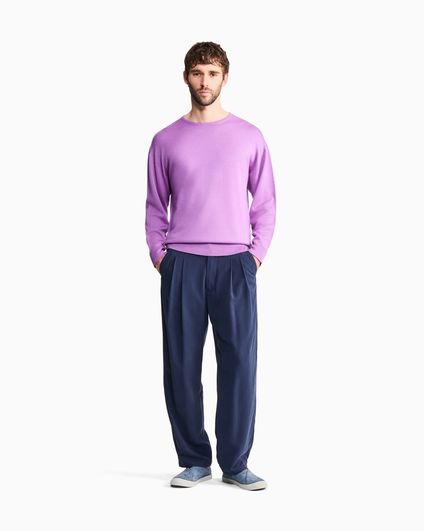 Cashmere and silk interlock crew-neck jumper Slide 1