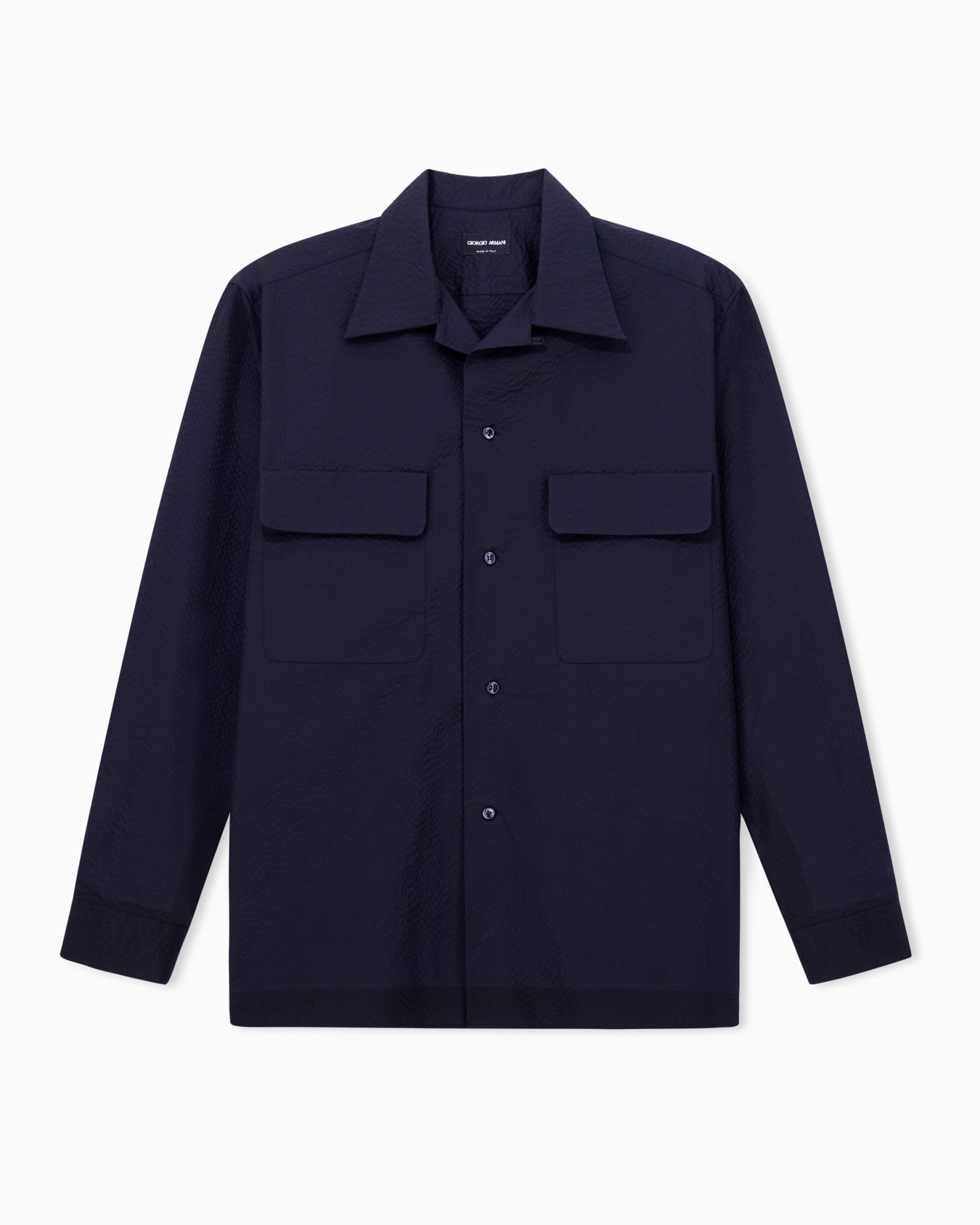 Shirt with pockets in ASV cotton seersucker Slide 0