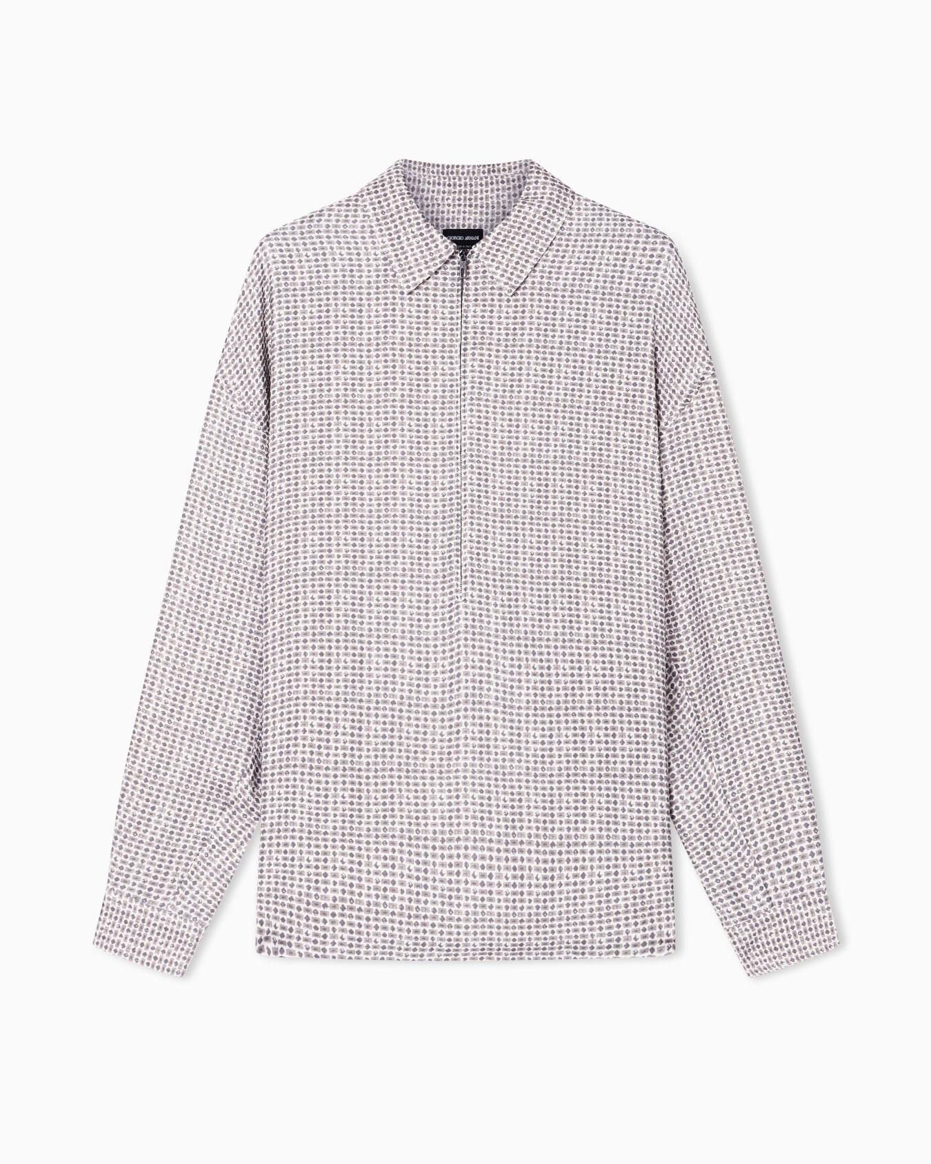 Printed viscose crépon shirt with zip Slide 0