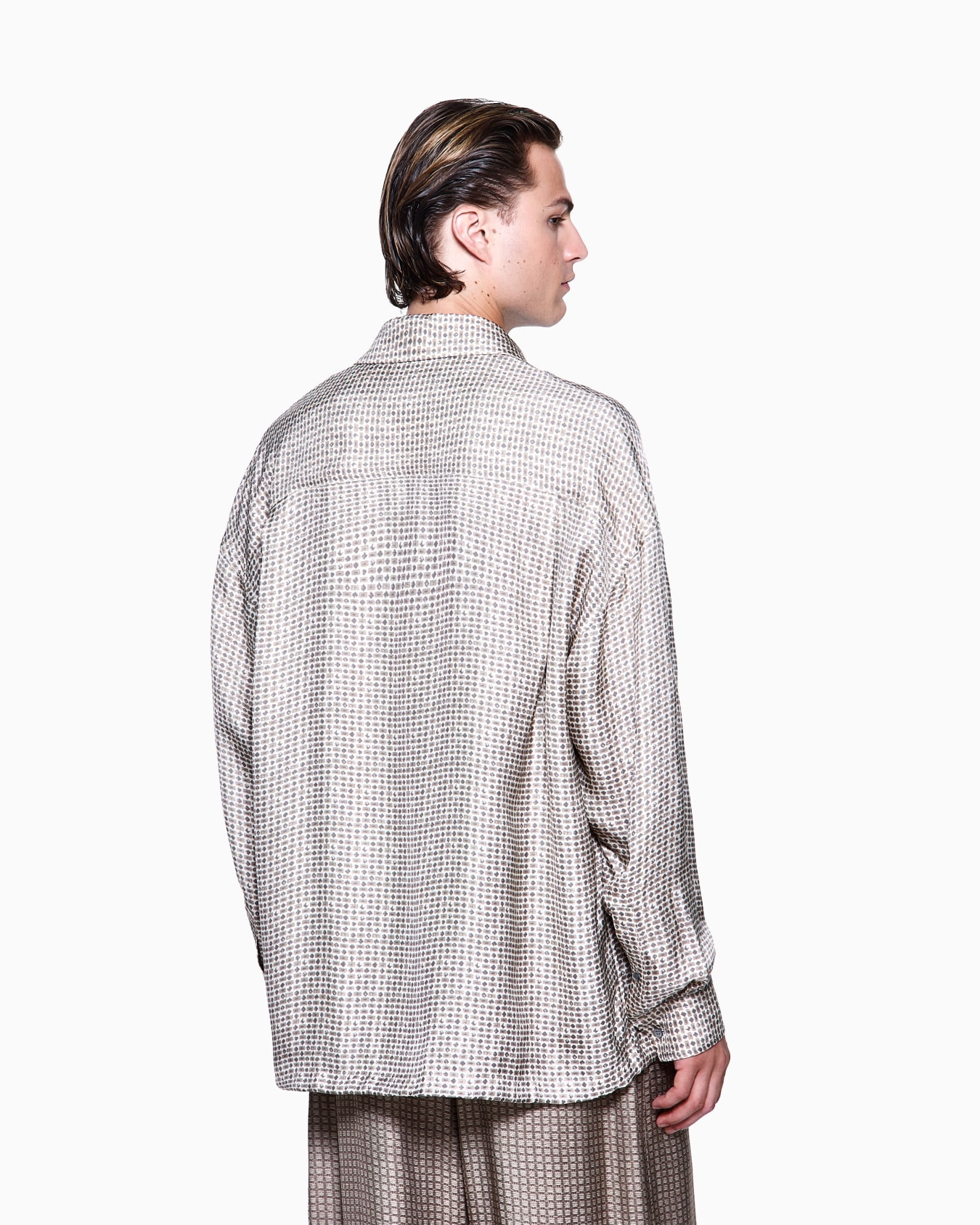 Printed viscose crépon shirt with zip Slide 2