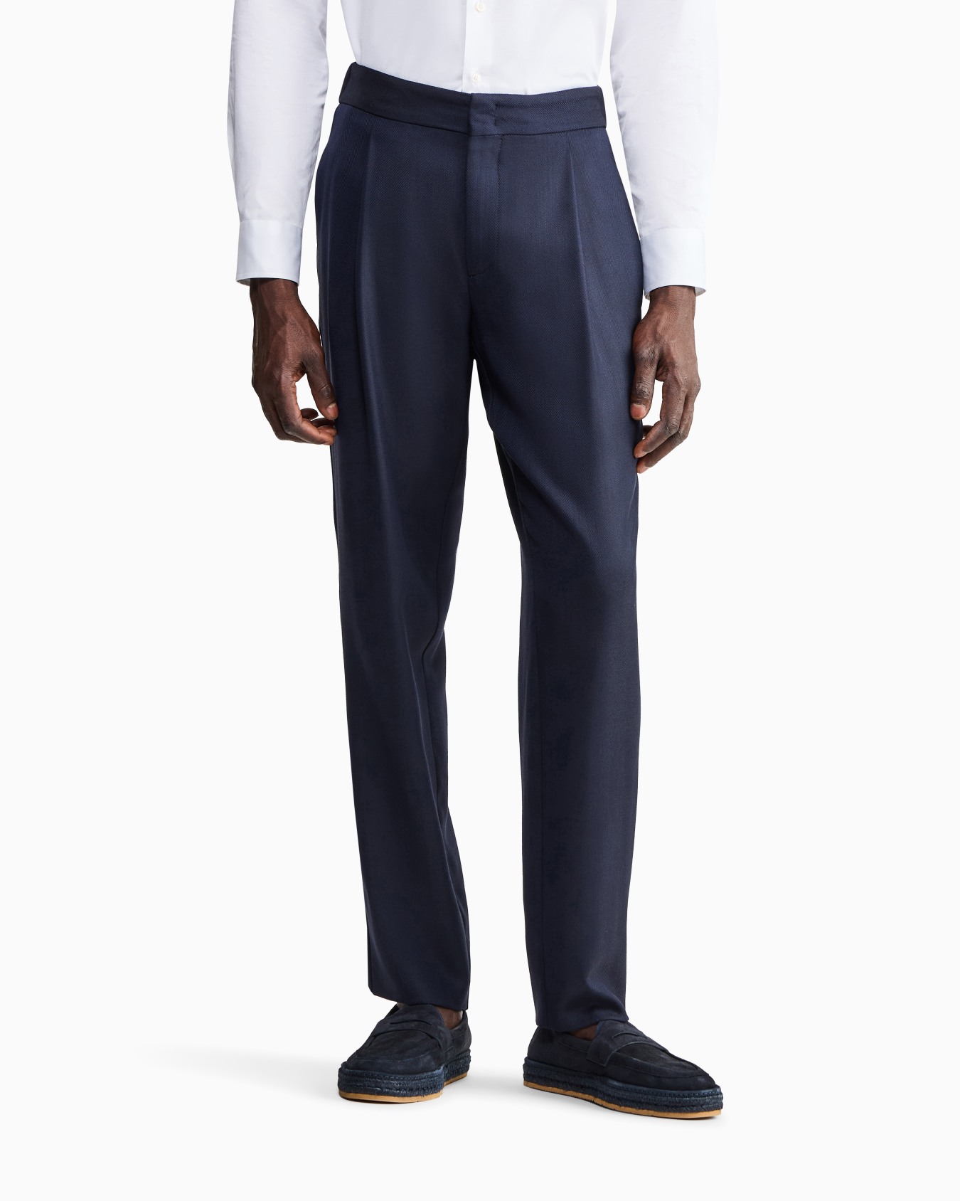 Pantalones de lana y cachemira con motivo chevrón Diapositiva 2