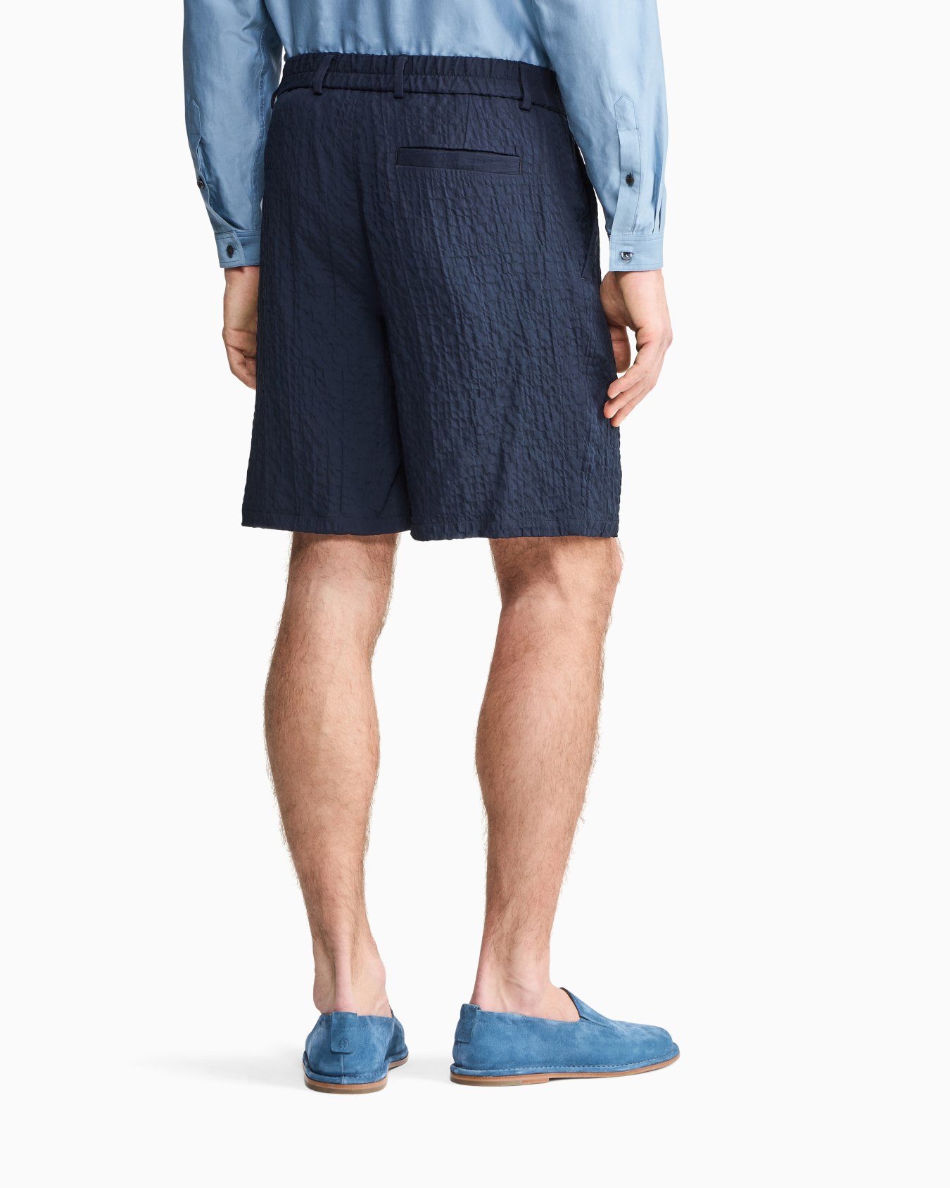 Double-pleat Bermuda shorts in Lyocell and silk froissé Slide 2