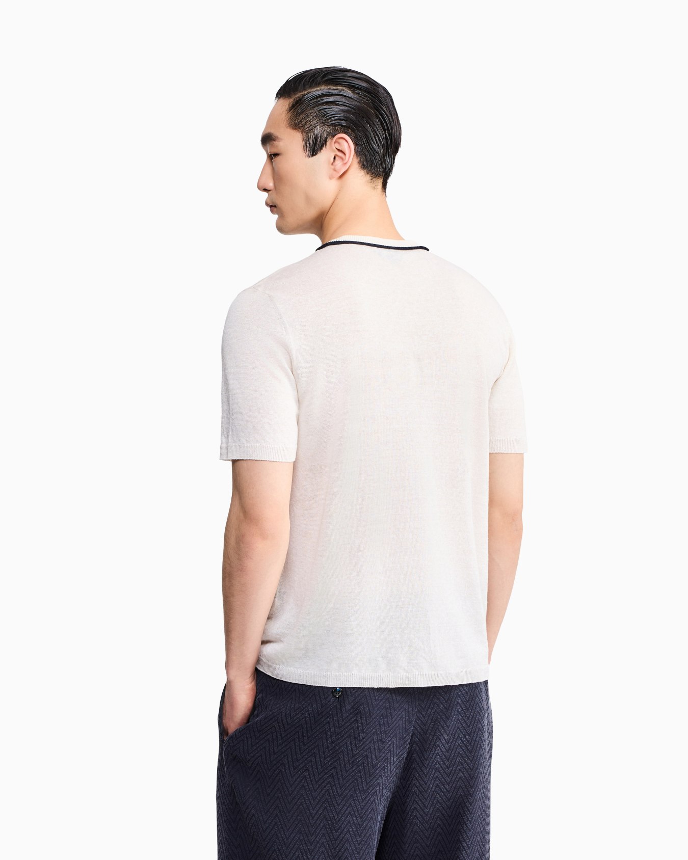 Pull à col rond en lin et soie Diapositive 3