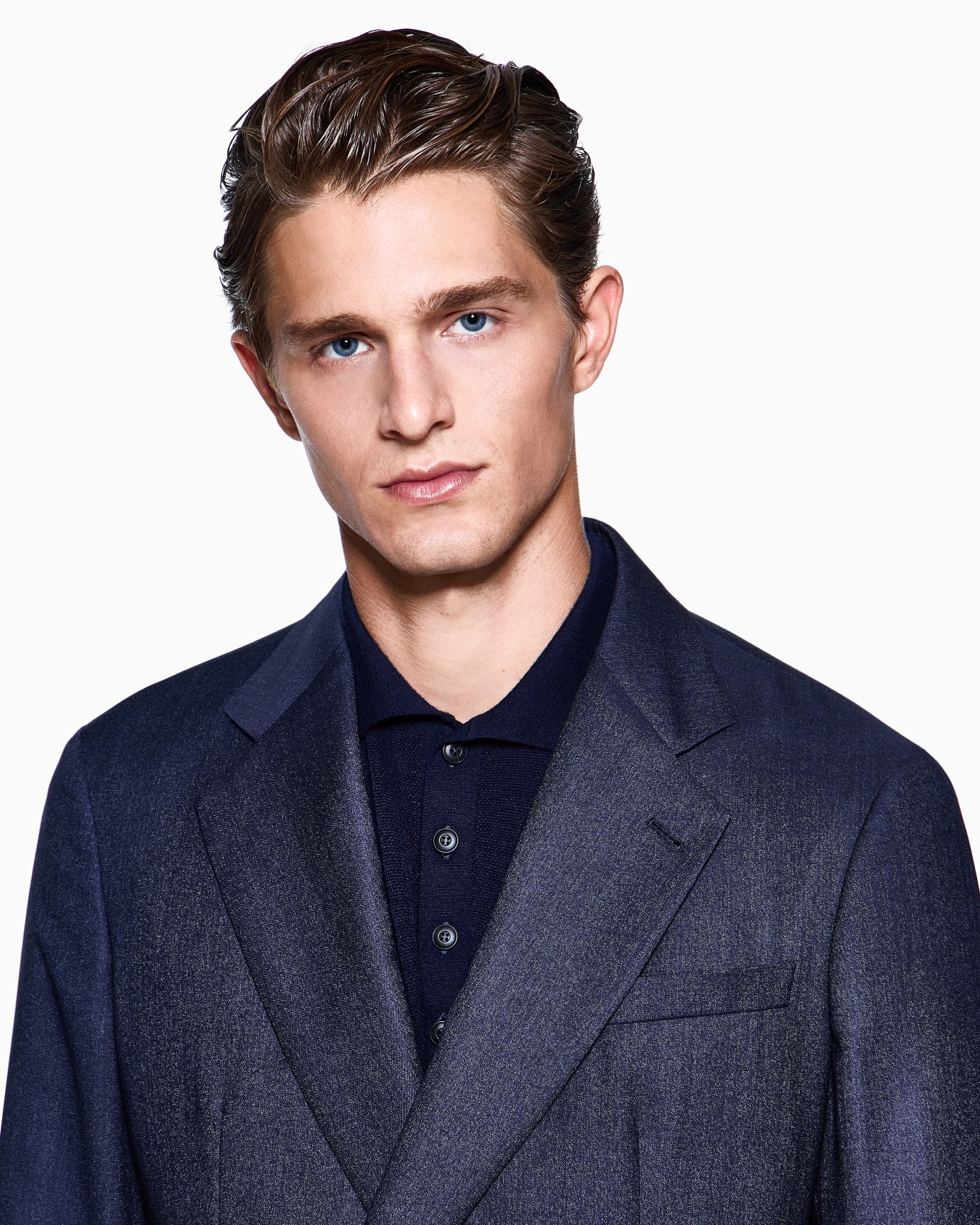 Costume croisé en laine effet denim ASV Diapositive 3