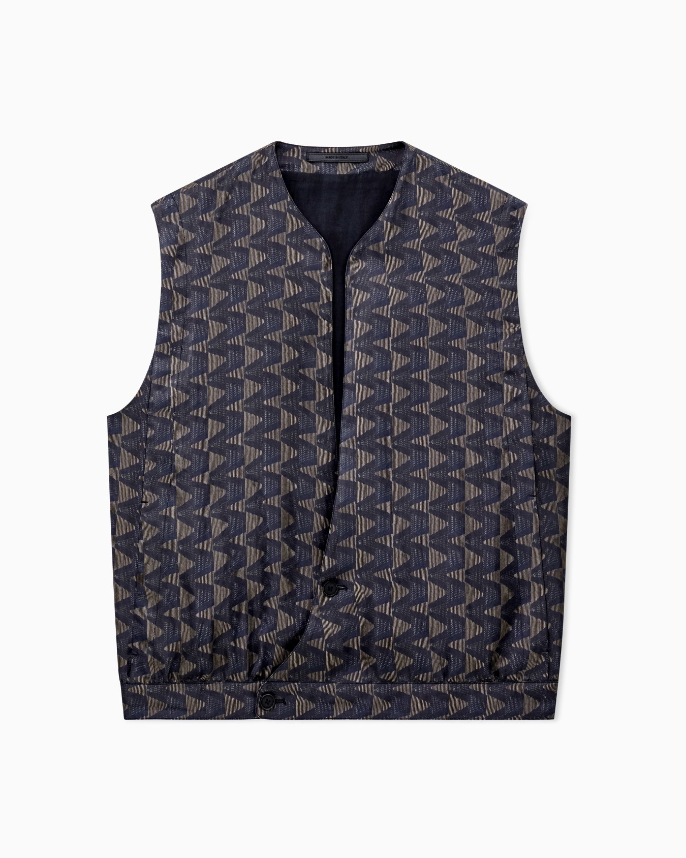 Single-breasted waistcoat in cupro canvas with a geometric print Slide 0