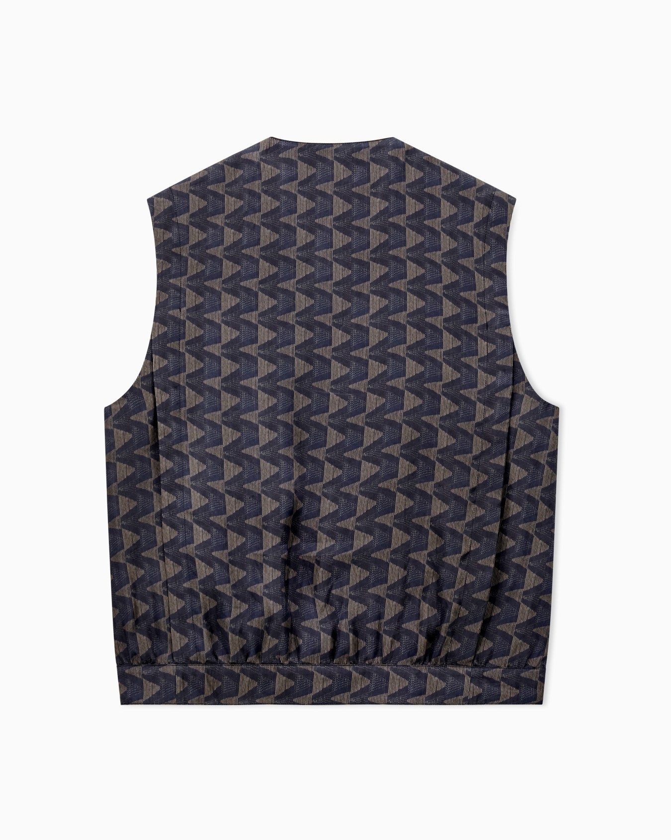 Single-breasted waistcoat in cupro canvas with a geometric print Slide 3