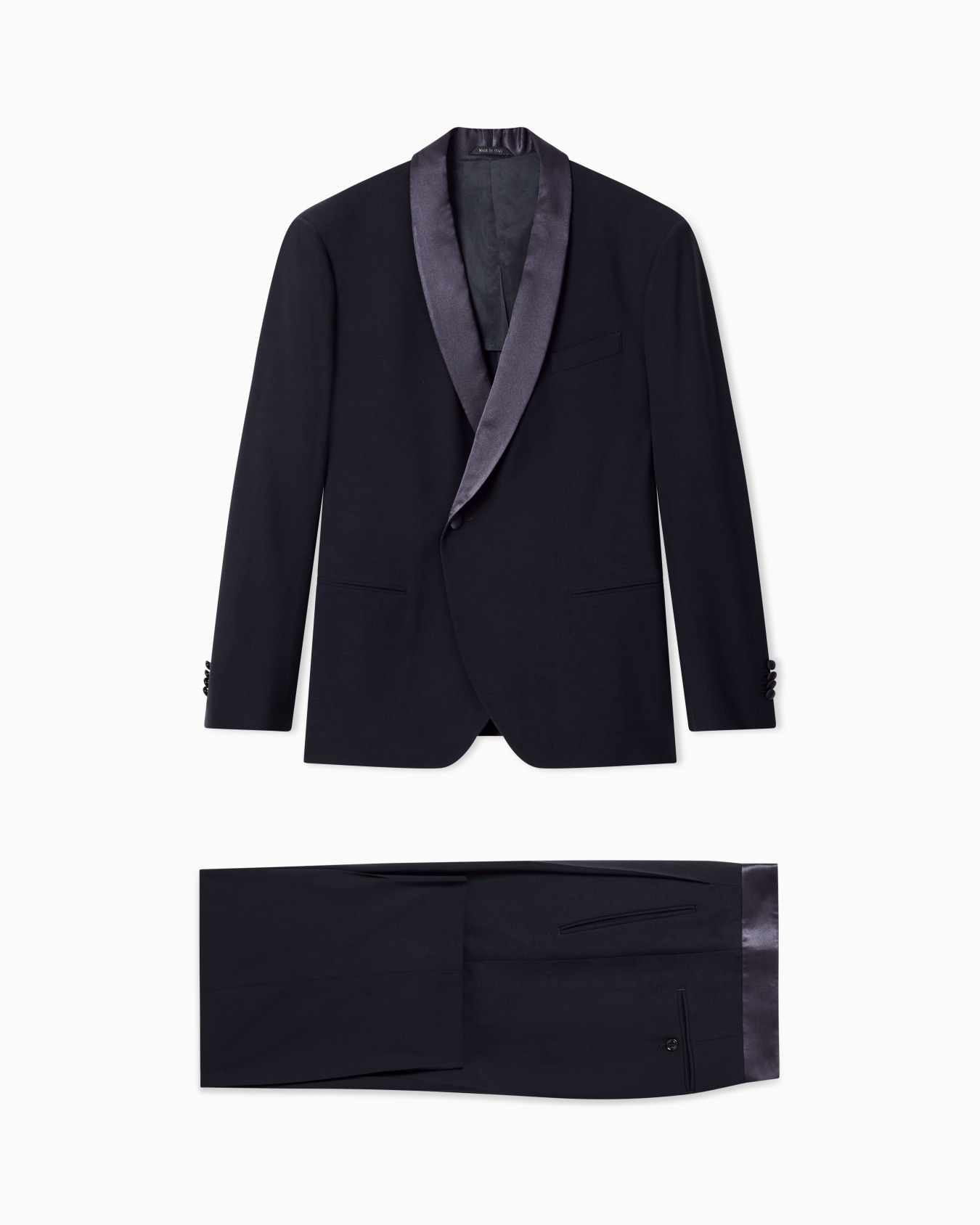 Single-breasted tuxedo in wool crêpe Slide 0