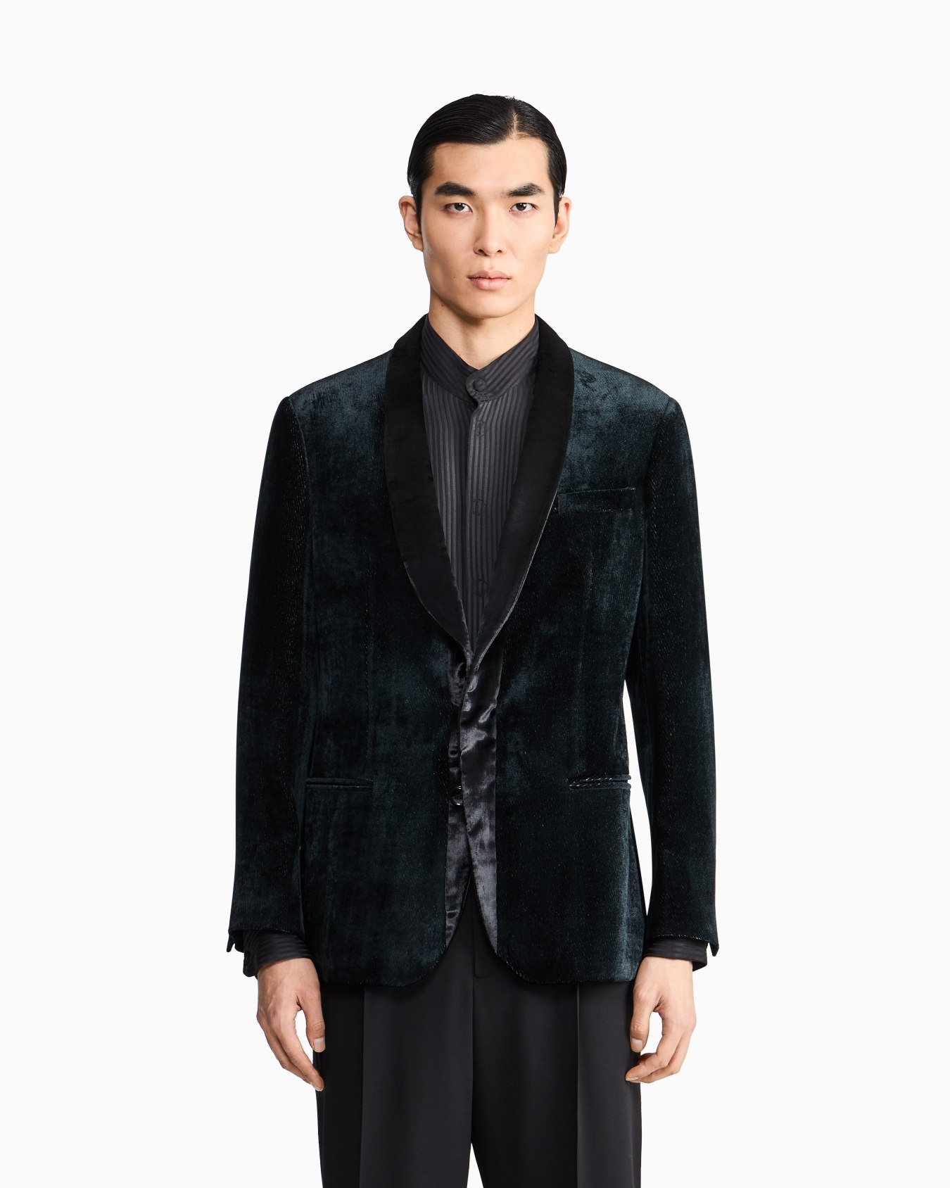 Single-breasted jacket in devorè velvet Diapositiva 3