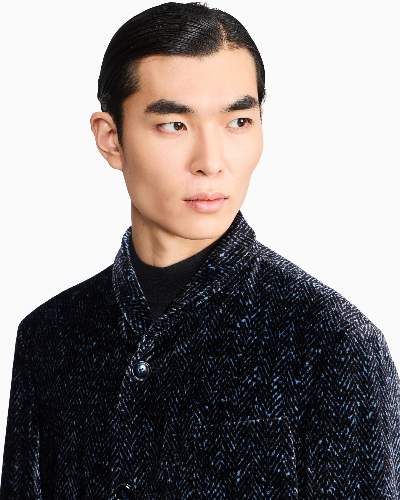 Single-breasted jacket in chevron print velvet Slide 4