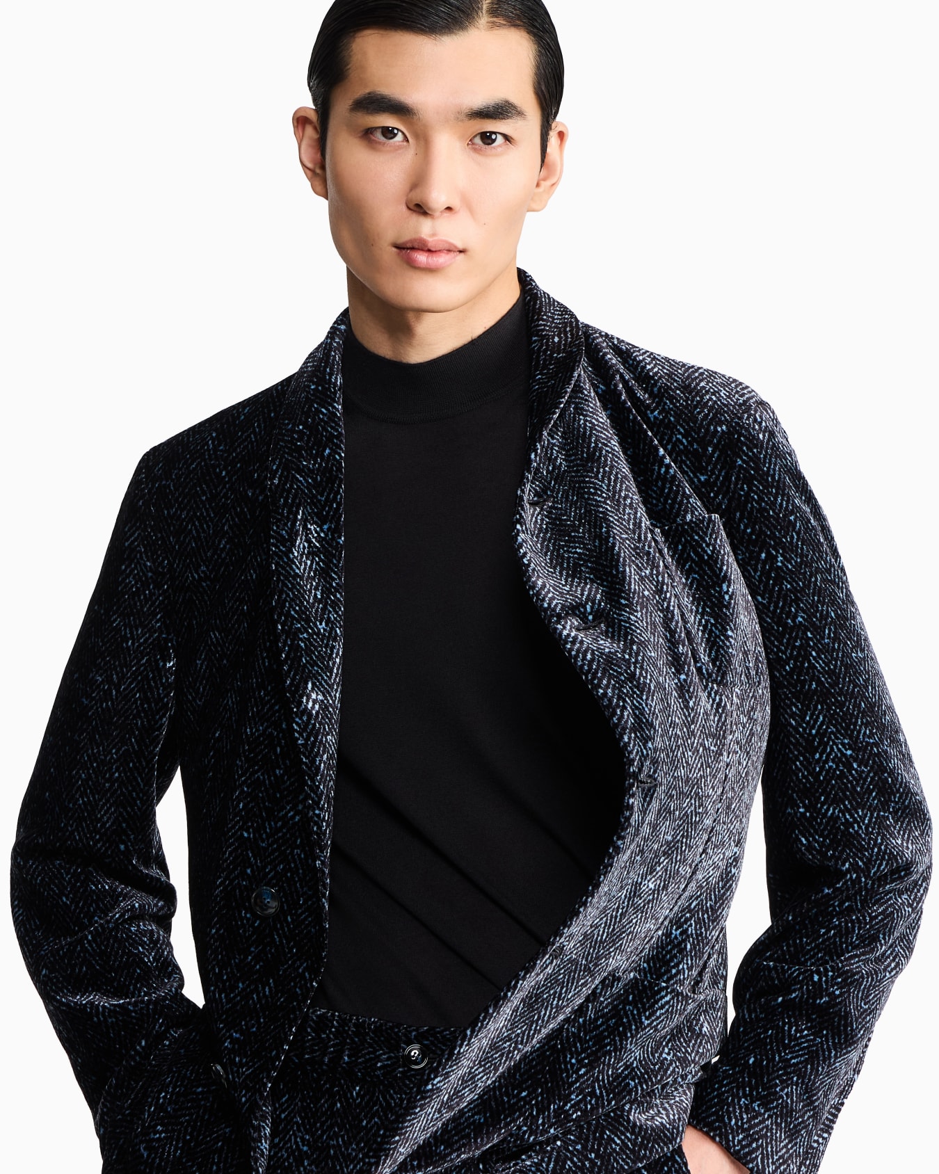 Single-breasted jacket in chevron print velvet Slide 5