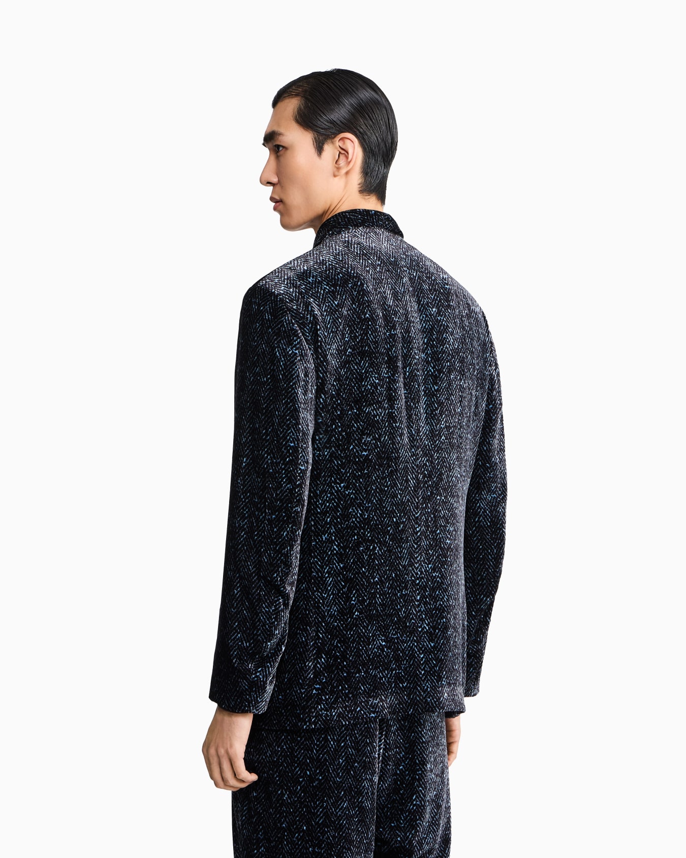 Single-breasted jacket in chevron print velvet Slide 2