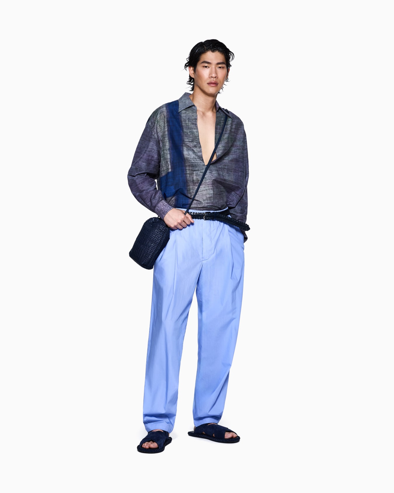 Printed cotton and silk open shirt Slide 2