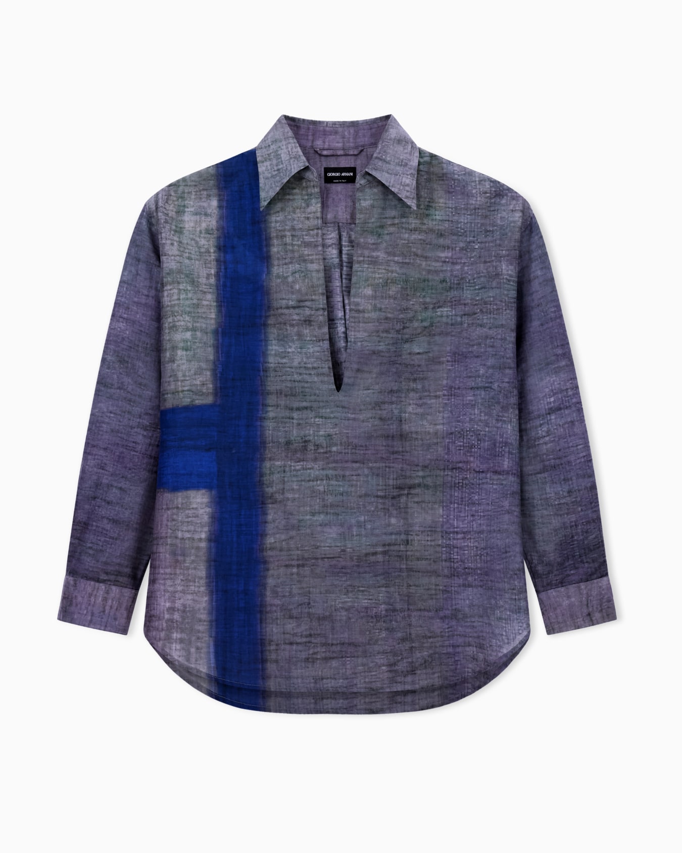 Printed cotton and silk open shirt Slide 0