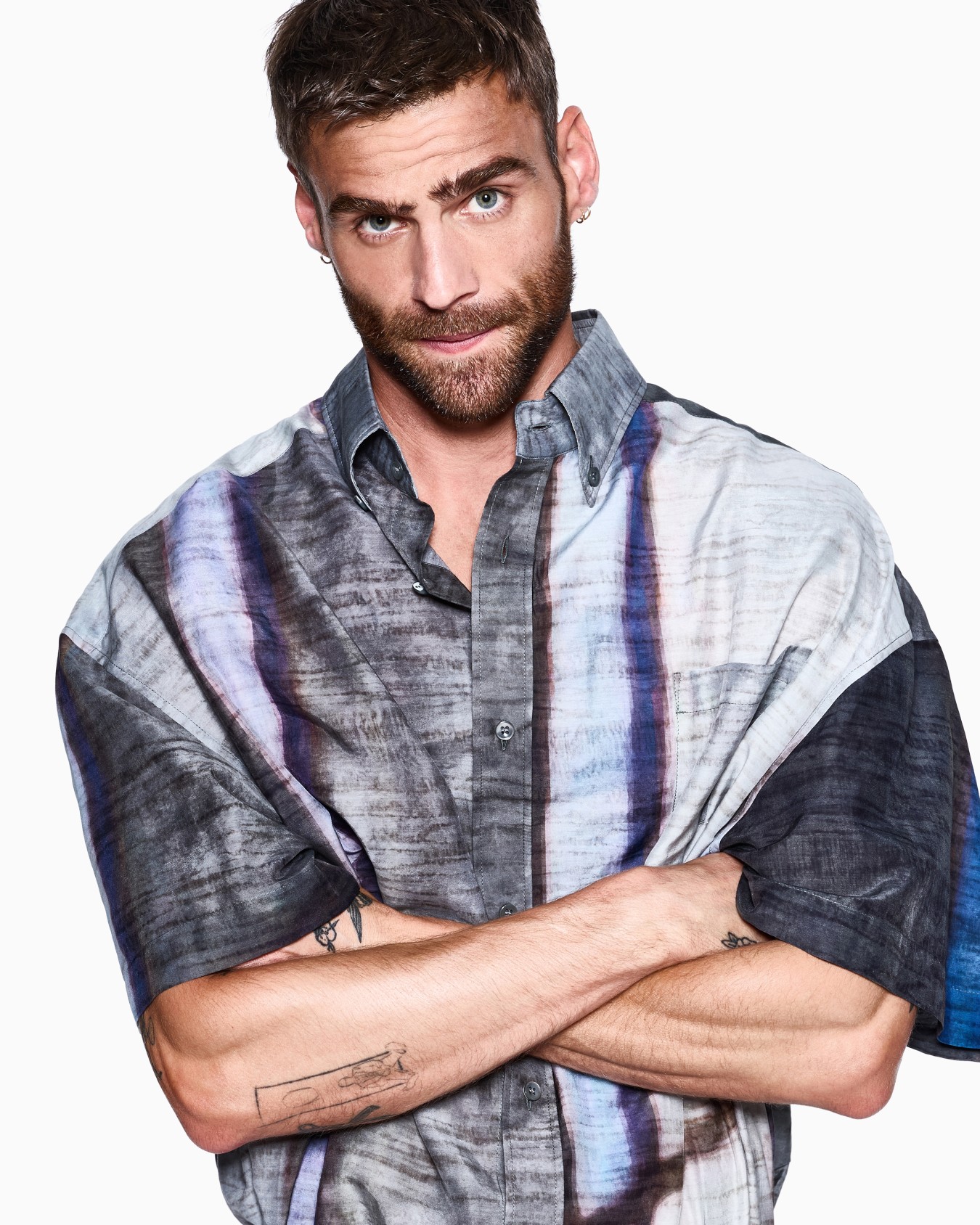 Printed cotton and silk short-sleeved shirt Slide 4