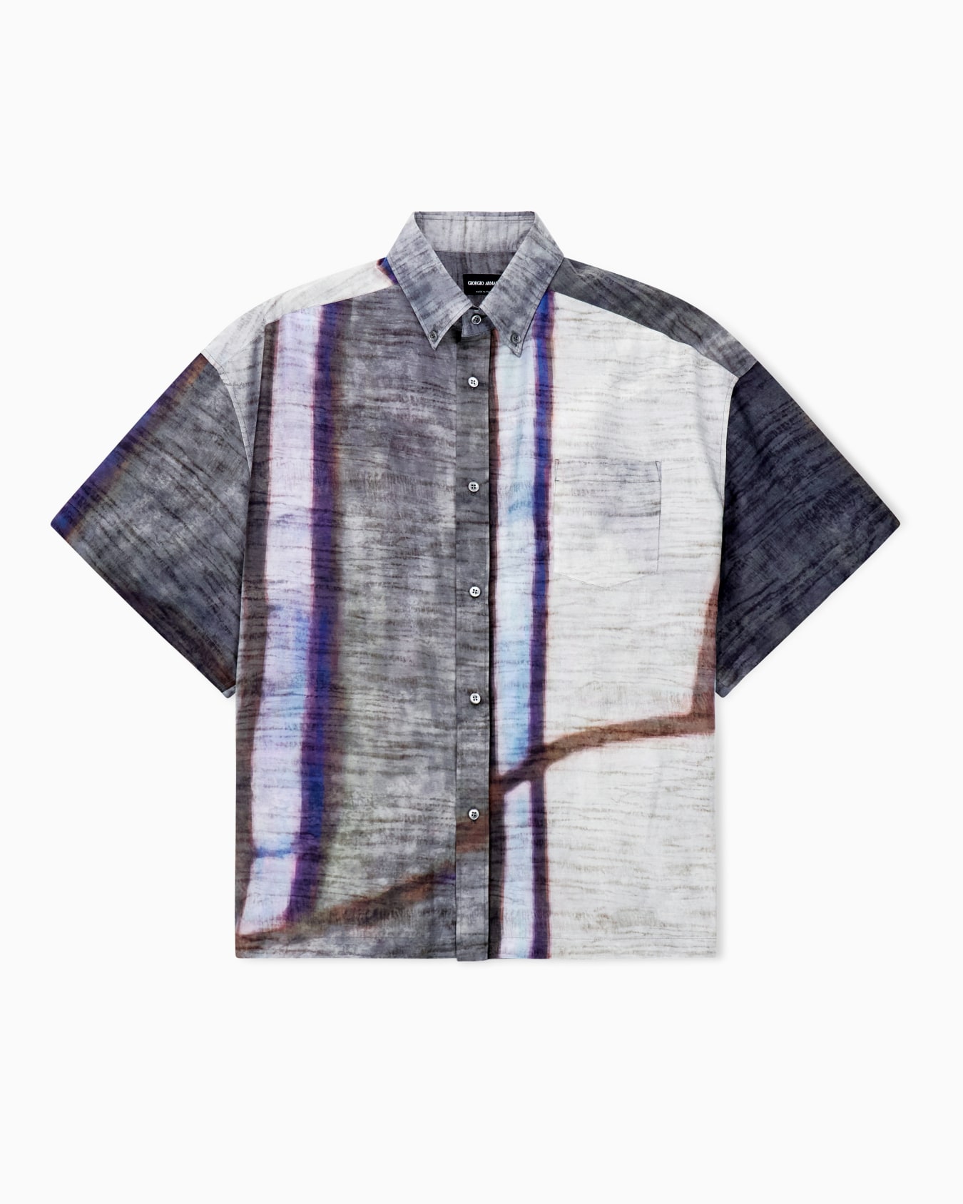 Printed cotton and silk short-sleeved shirt Slide 0