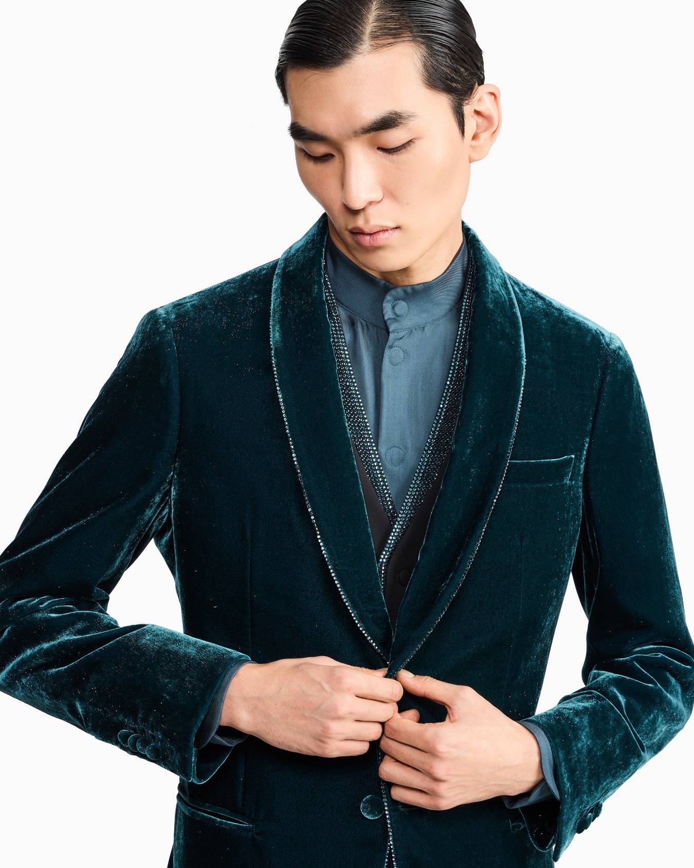 Single-breasted velvet jacket Slide 4
