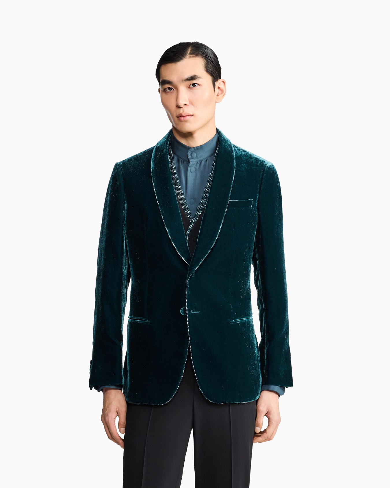 Single-breasted velvet jacket Slide 3