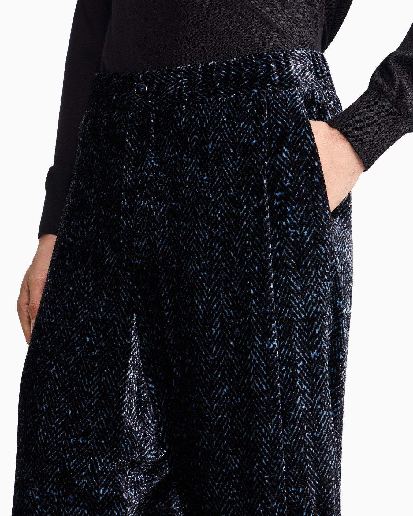 Chevron print velvet trousers Diapositiva 4