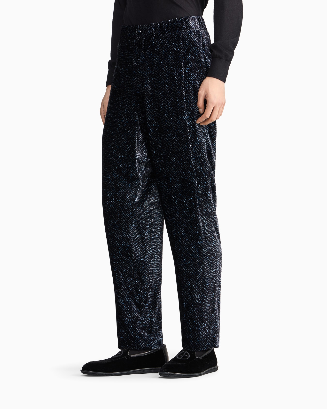 Chevron print velvet trousers Diapositiva 3