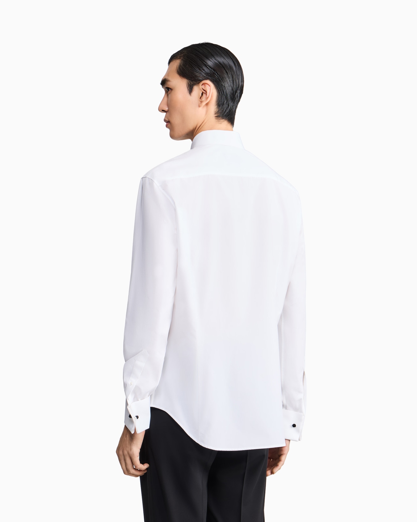 Cotton tuxedo shirt with pleated detail Slide 2