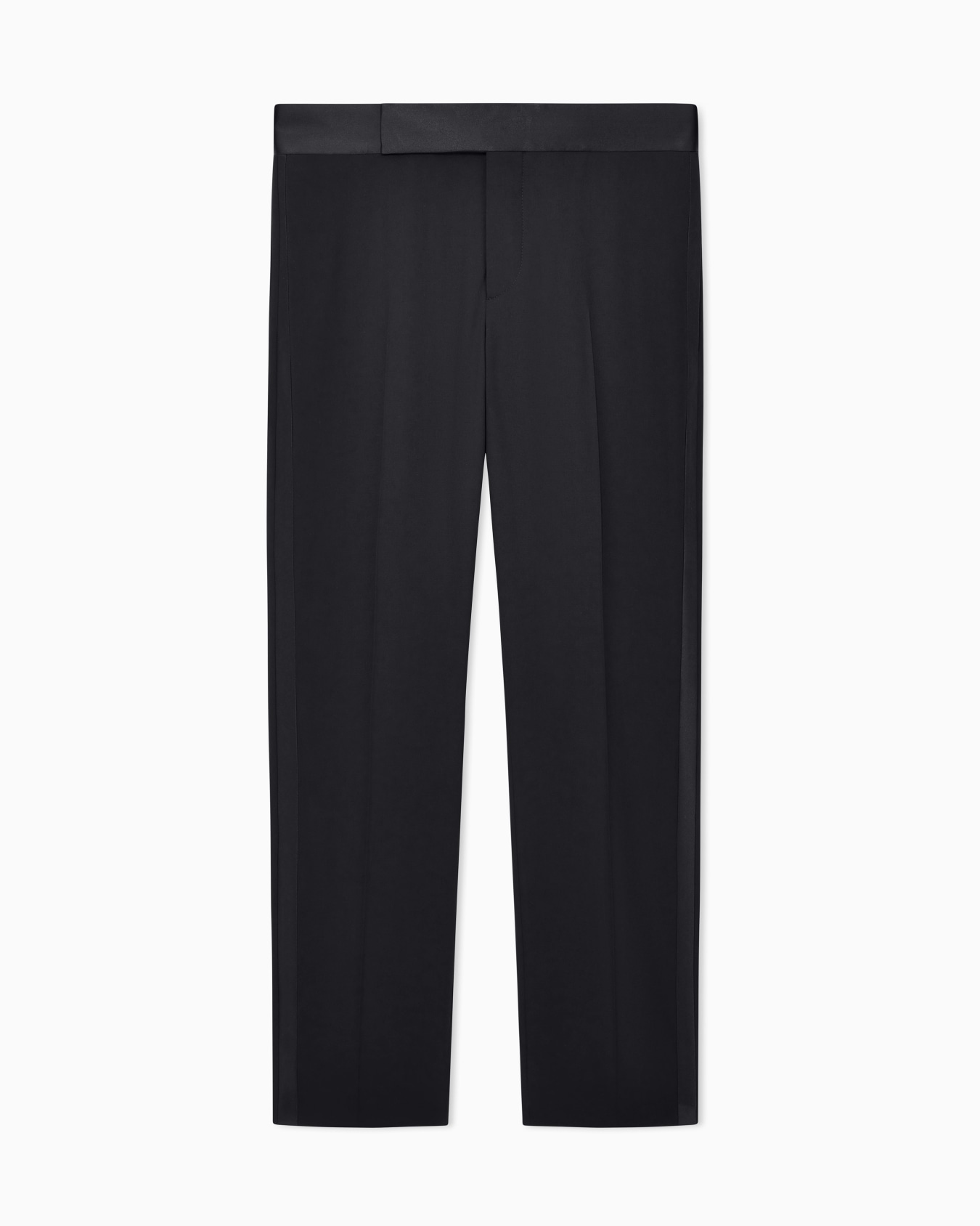 Flat front tuxedo trousers in wool crepe Slide 0