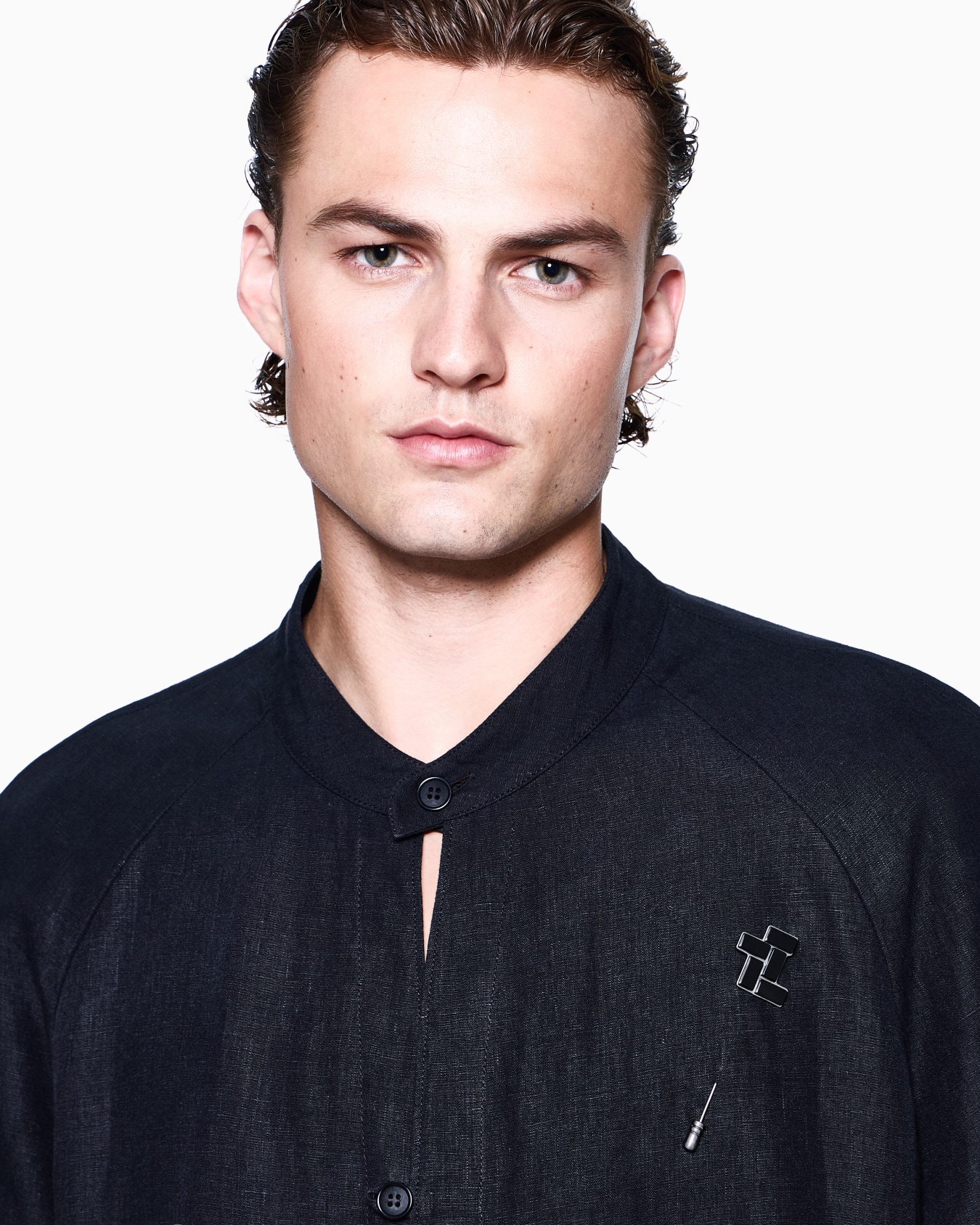 Silver Onyx Brooch Slide 2