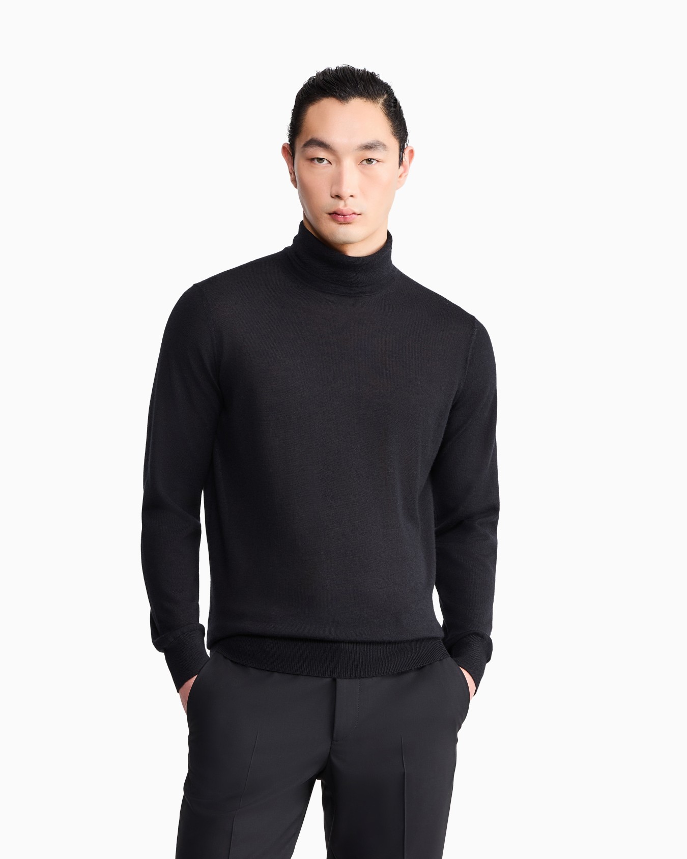 Sweater regular fit plain knit cashmere Slide 3