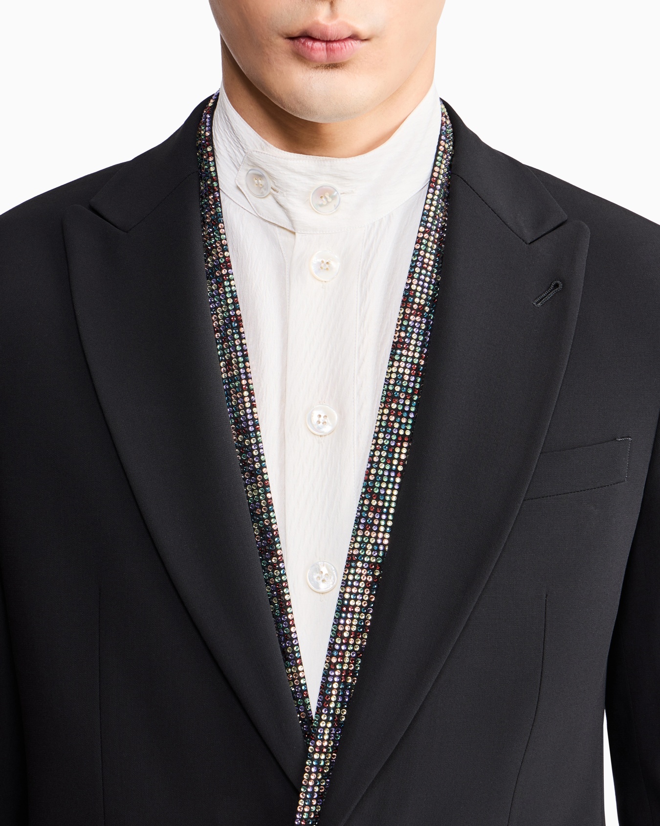 Veste de smoking gamme Soho à simple boutonnage en crêpe de laine Diapositive 4