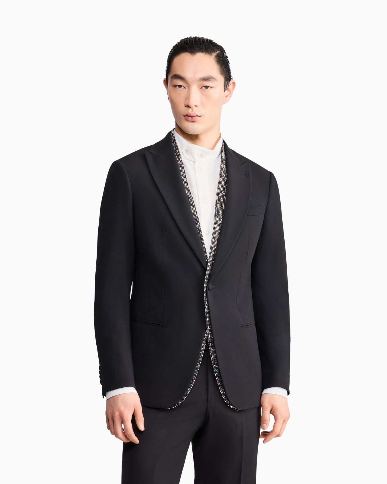 Veste de smoking gamme Soho à simple boutonnage en crêpe de laine Diapositive 2