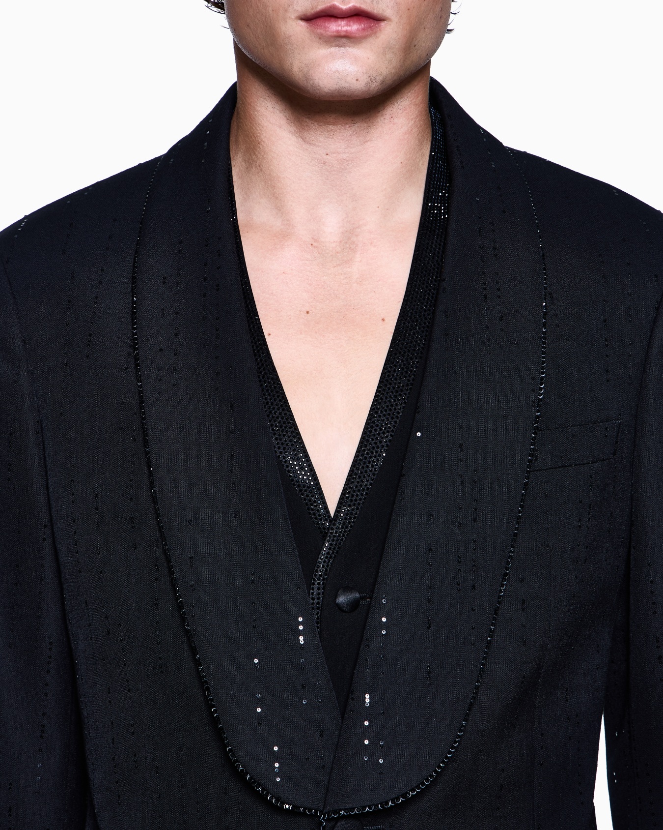 Veste de smoking à simple boutonnage gamme Soho en laine vierge avec paillettes Diapositive 4