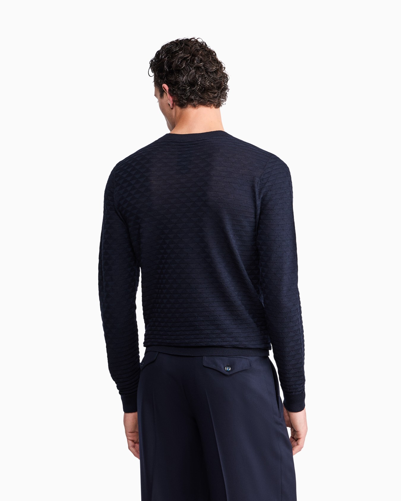 Sweater with regular fit in virgin wool with triangle weave Slide 5