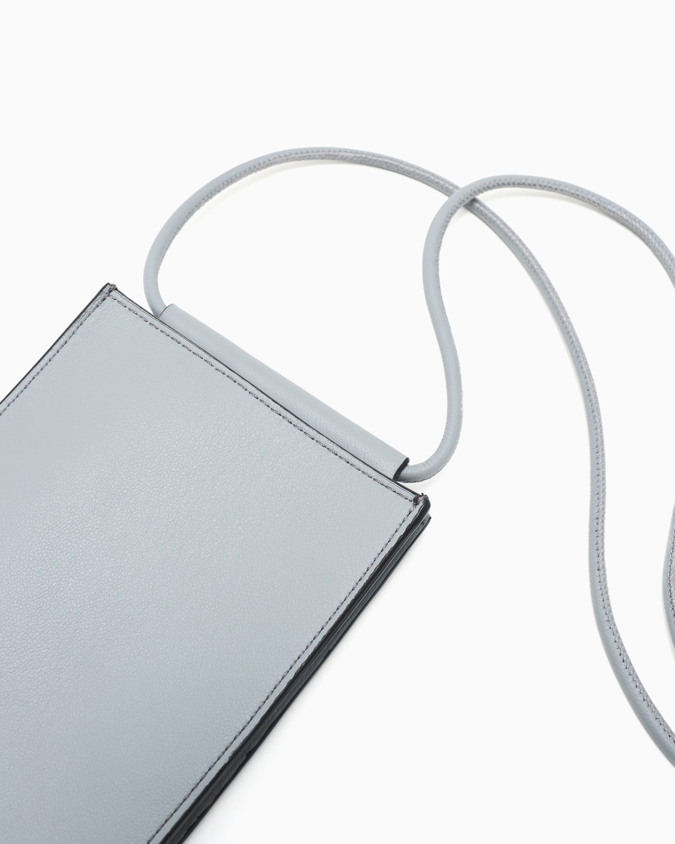 Cell phone case in smooth leather with strap and card slots Slide 3