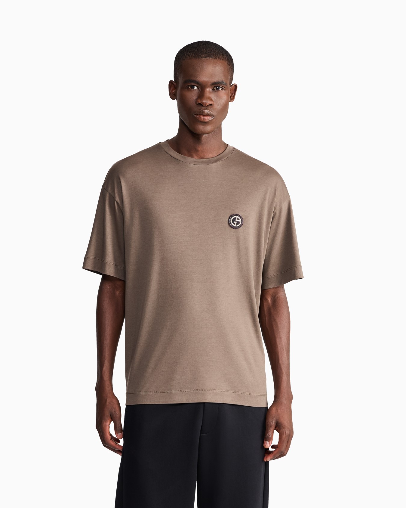 T-shirt regular fit in cotton and modal interlock jersey Slide 3