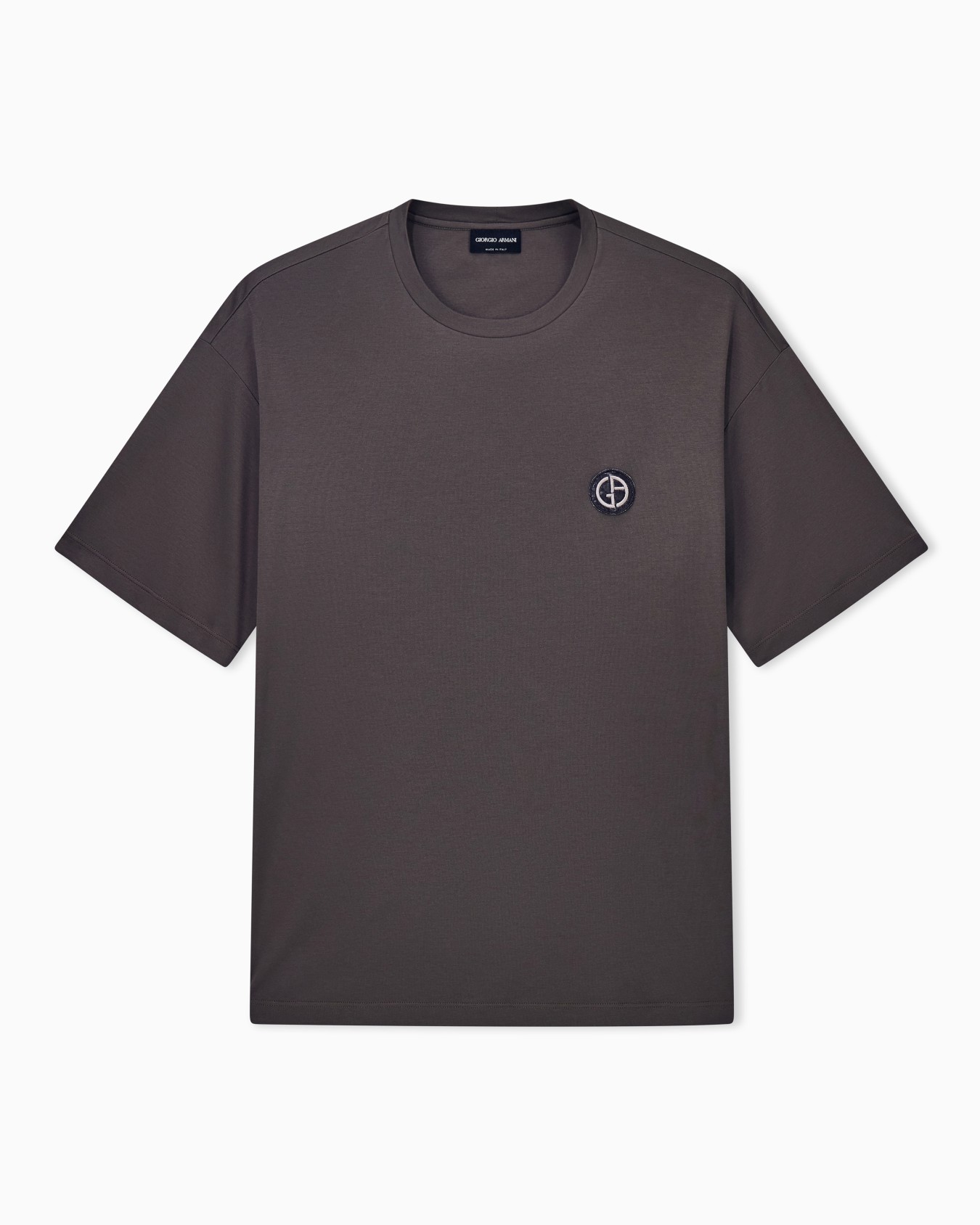 T-shirt regular fit in cotton and modal interlock jersey Slide 0