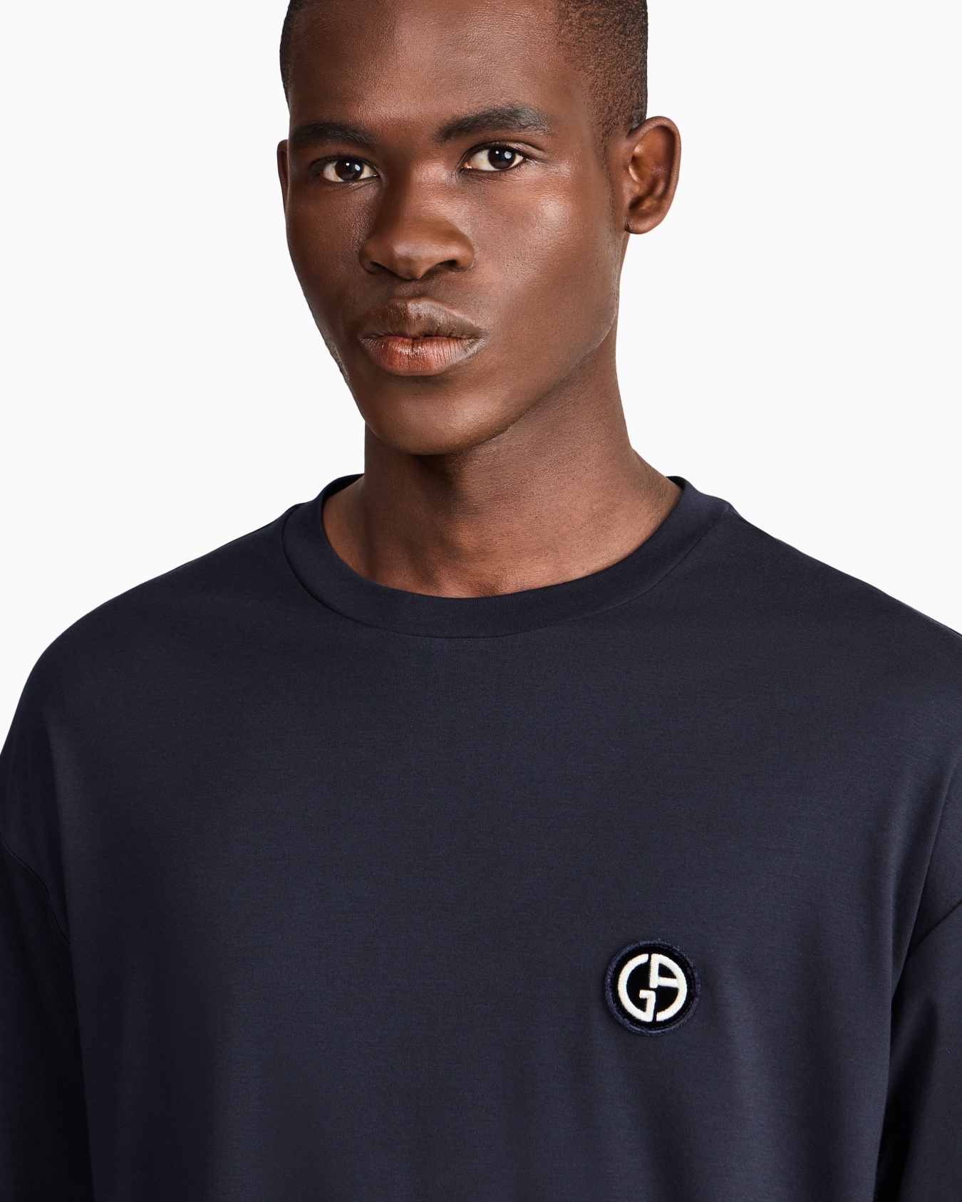 T-shirt à col rond en jersey interlock de coton et modal Diapositive 5