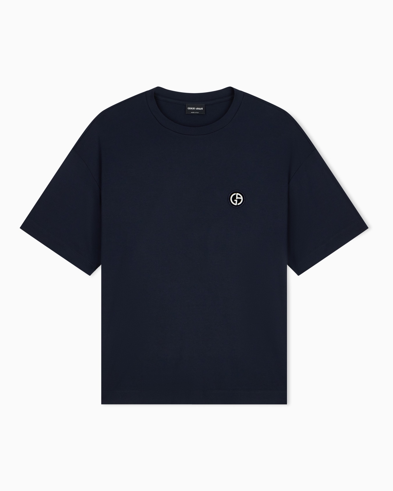 T-shirt à col rond en jersey interlock de coton et modal Diapositive 0