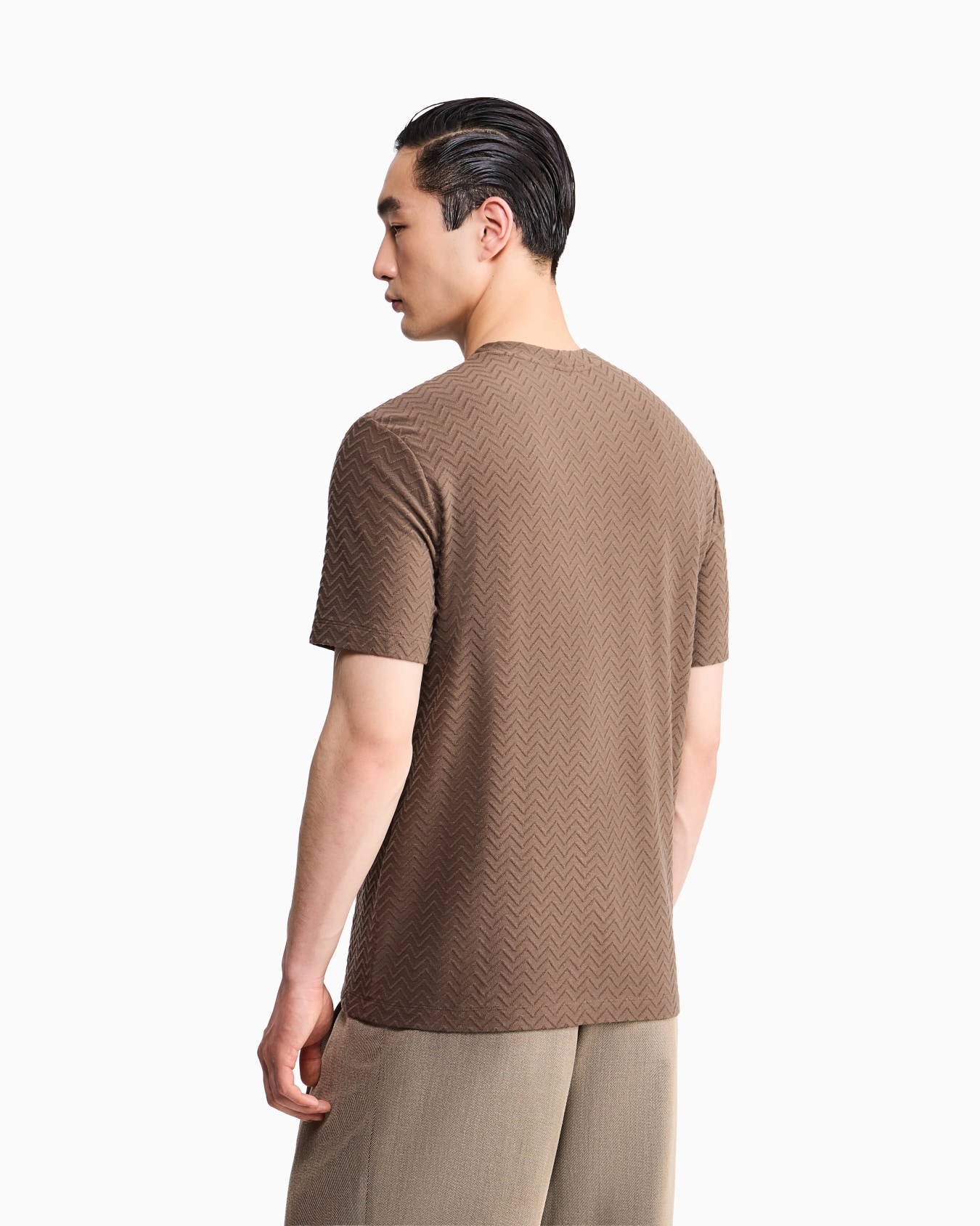 T-shirt regular fit chevron jacquard stretch virgin wool Slide 5