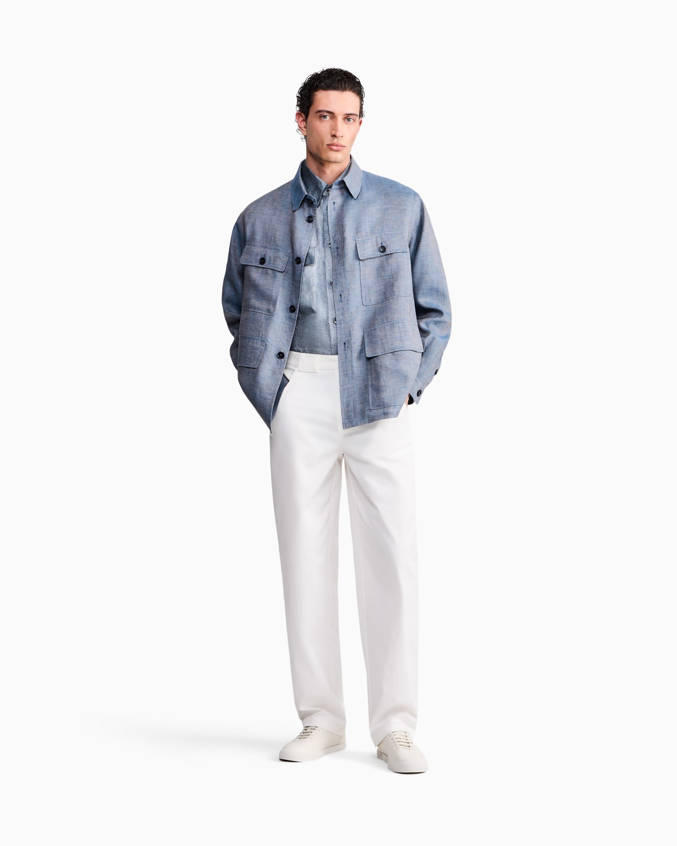 Trouser regular fit in stretch cotton gabardine Slide 1