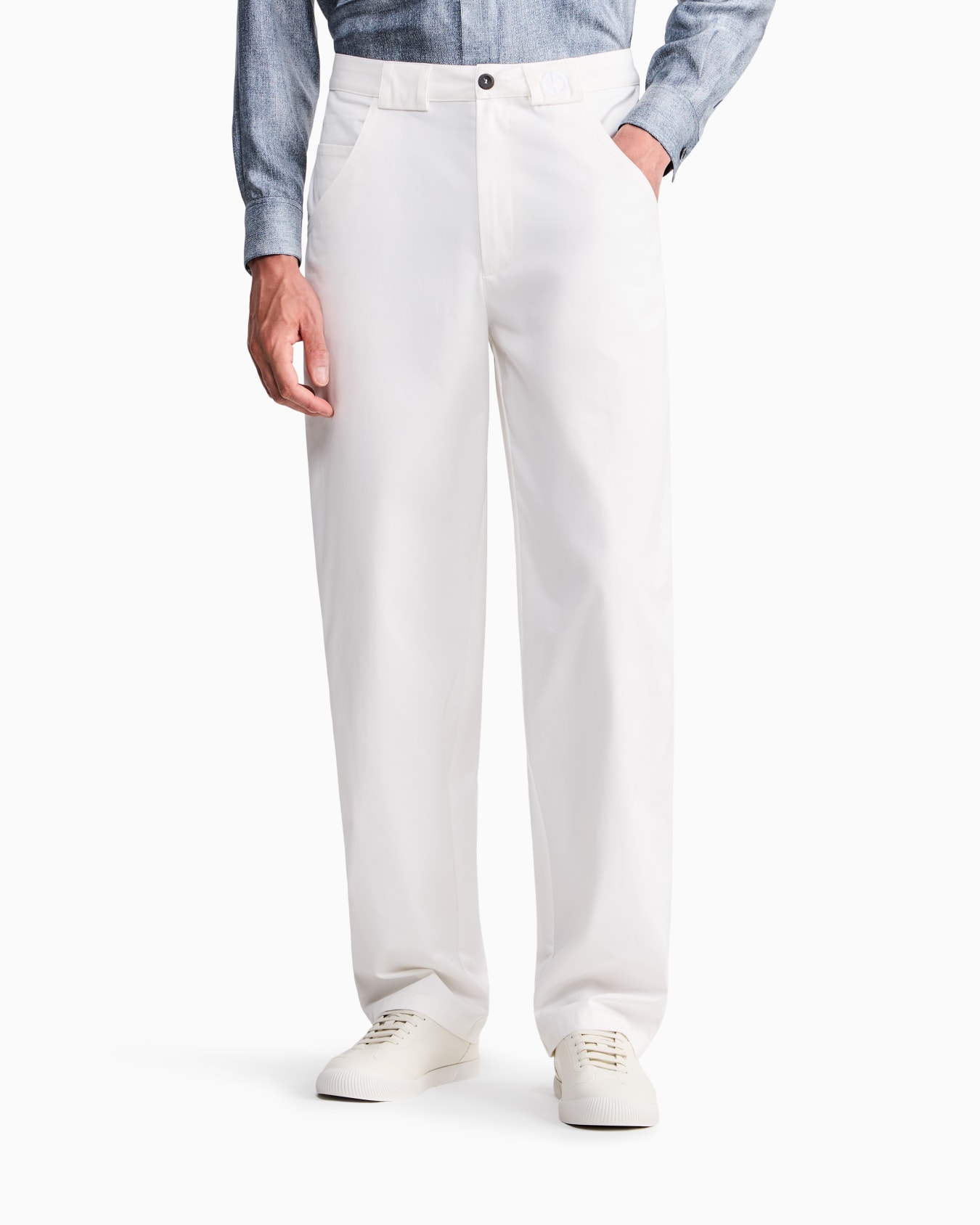 Trouser regular fit in stretch cotton gabardine Slide 3